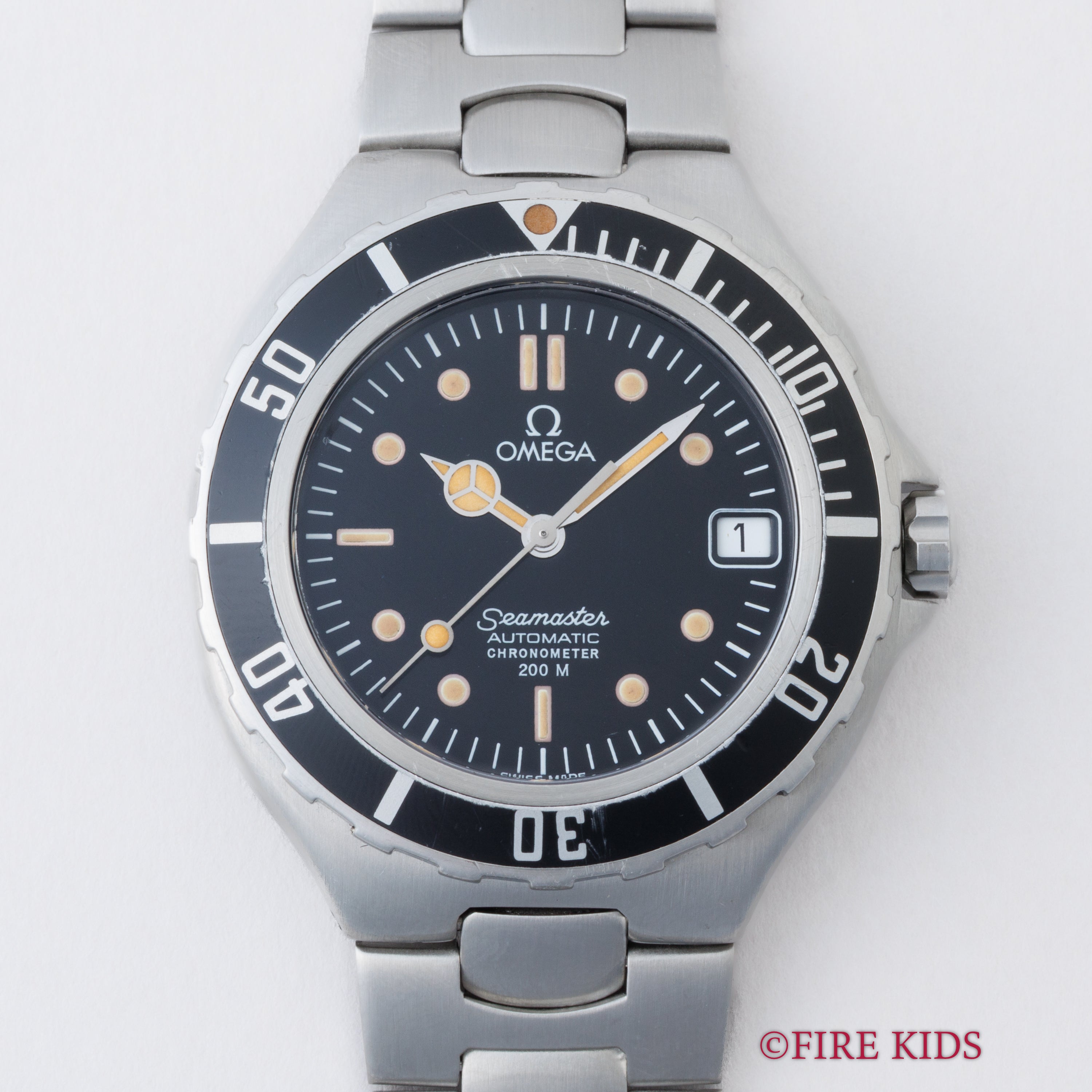 オメガ シーマスター200m プレボンド 36㎜ミッドサイズ メルセデスハンド 1988年製 自動巻き ジェンタデザイン