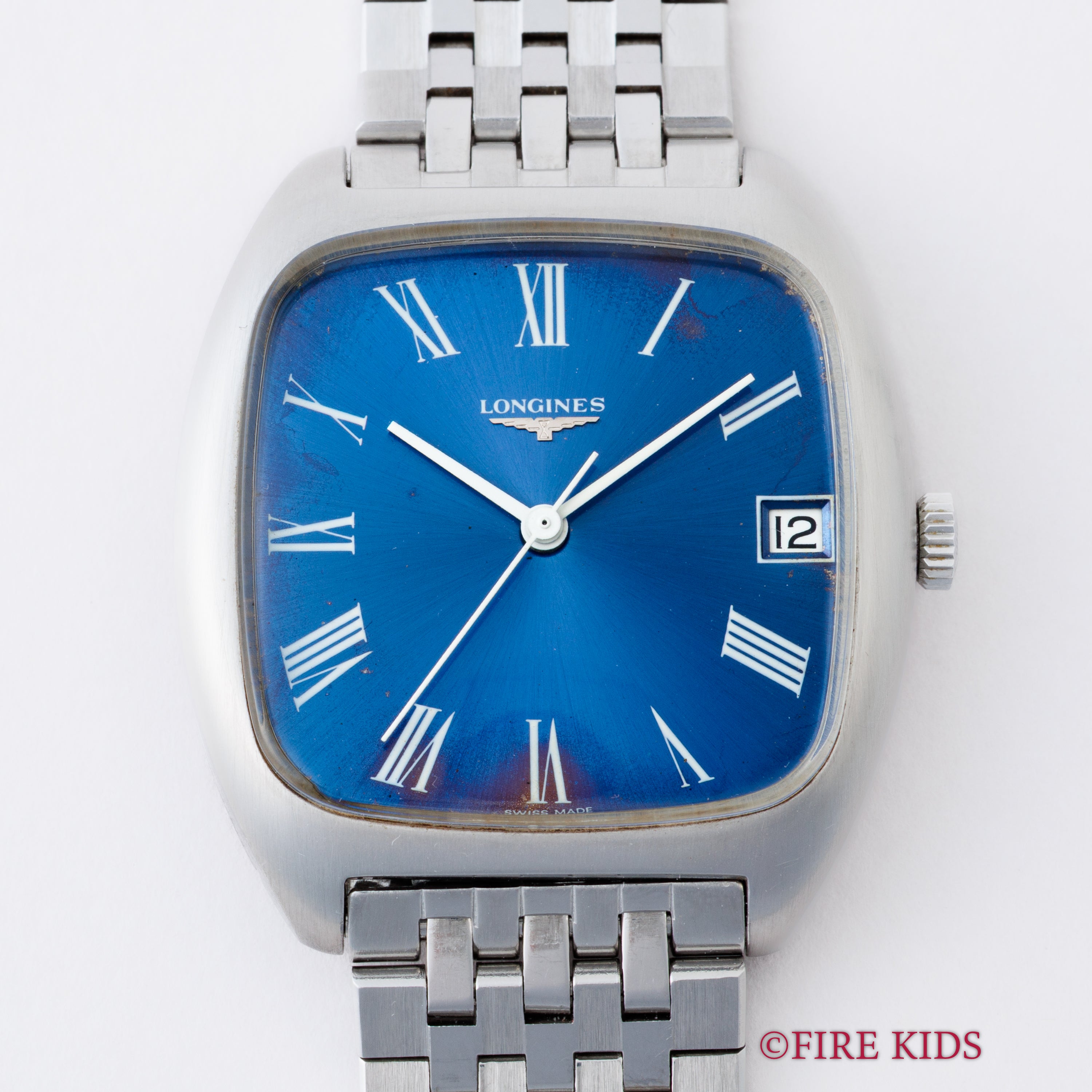 ロンジン トノーケース ブルーローマンダイヤル 純正ブレス付き ハイビート手巻き Cal.6952 ゼロハック機能