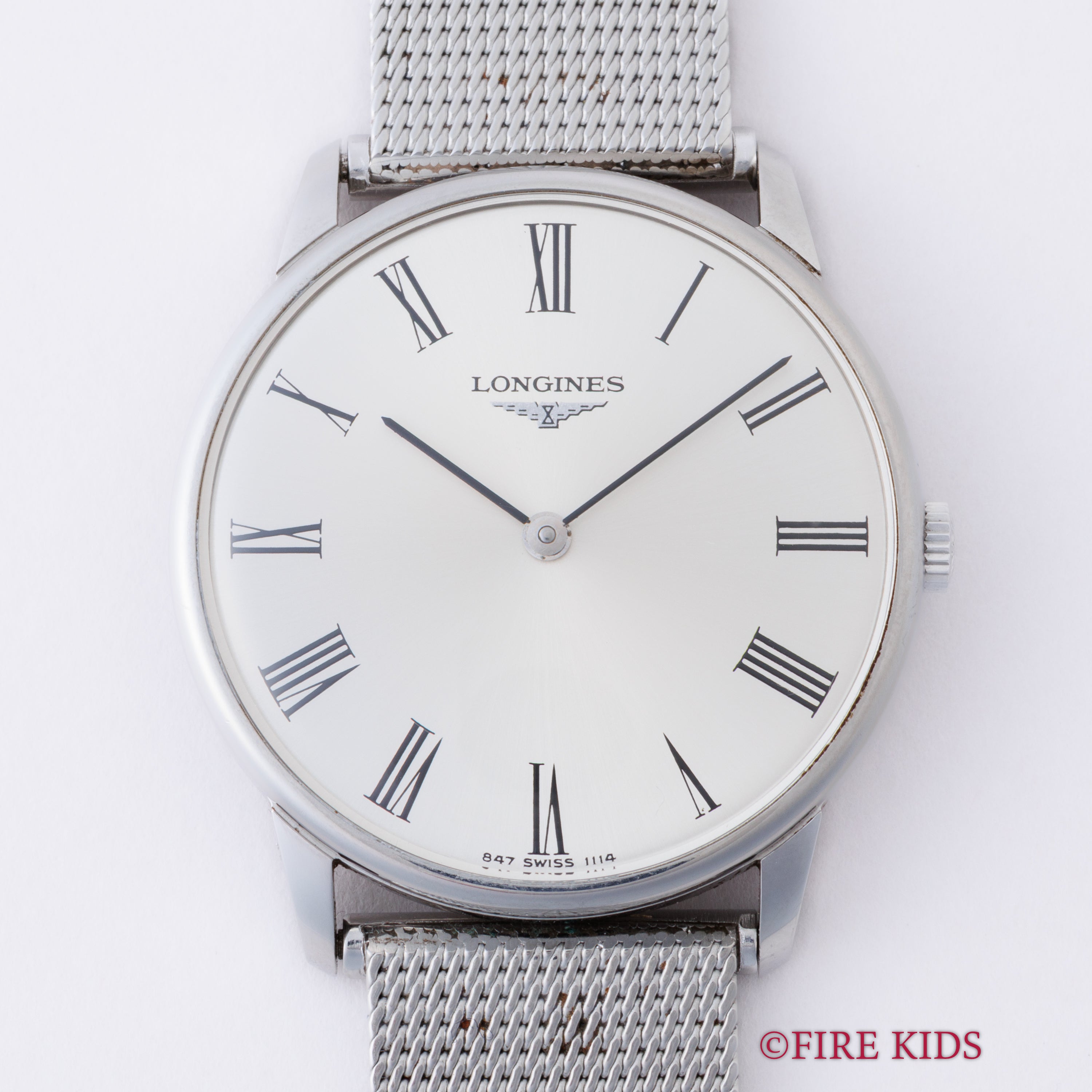 ロンジン ラウンド シルバーローマンダイヤル 手巻き 2針 1969年製 Cal.L.847.4