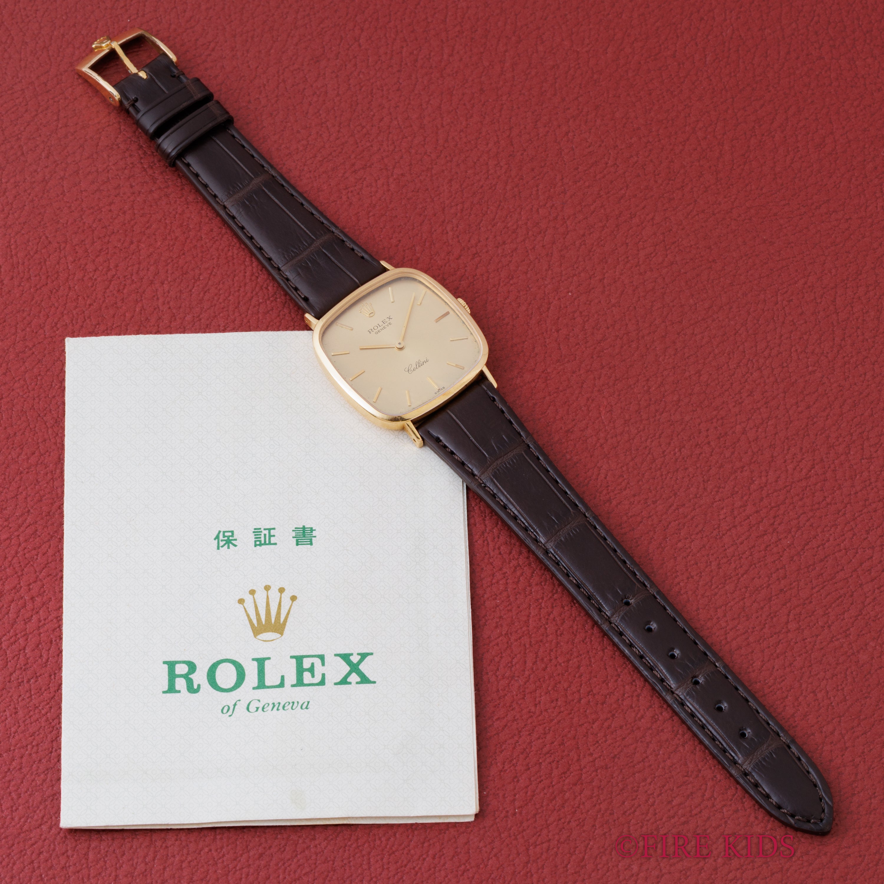 ロレックス チェリーニ スクエア Ref.4114 18金イエローゴールド 純正尾錠付き ギャラ付き