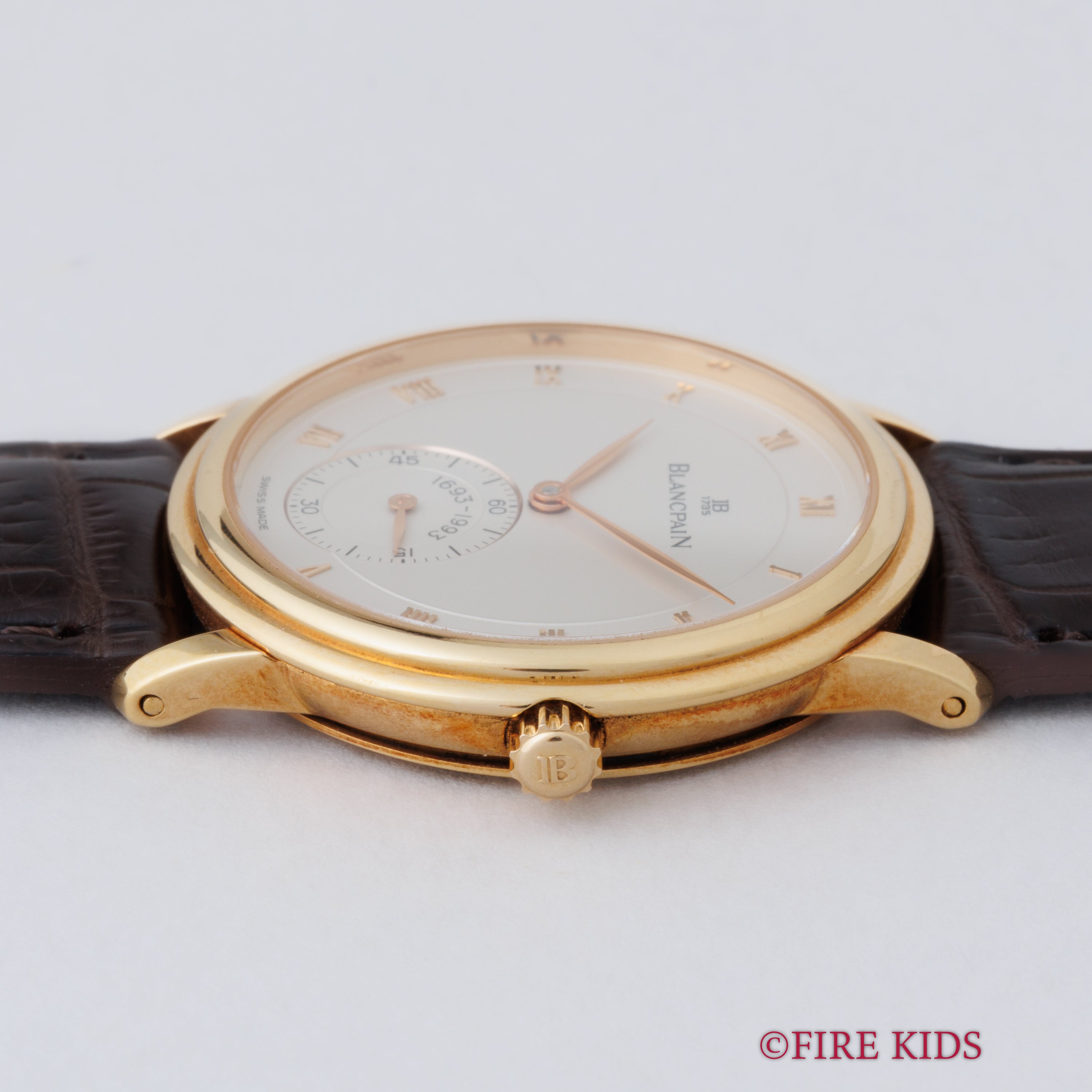 ブランパン ヴィルレ ウルトラスリム 18金無垢イエローゴールド 1994年販売ギャランティー付き 純正金無垢尾錠付き