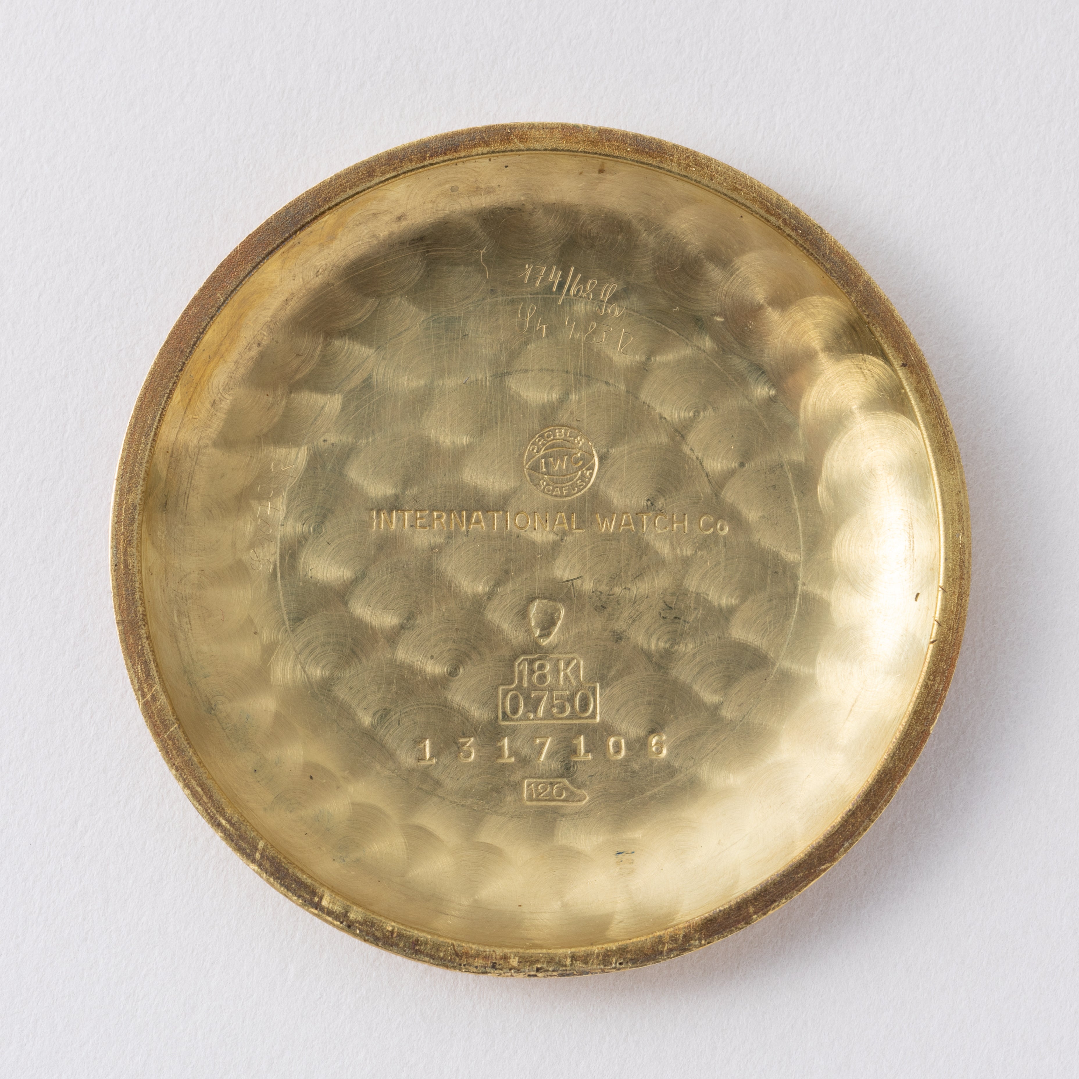 IWC ラウンドケース 18金無垢 1954年製 ブラックミラーダイヤル 箱付き