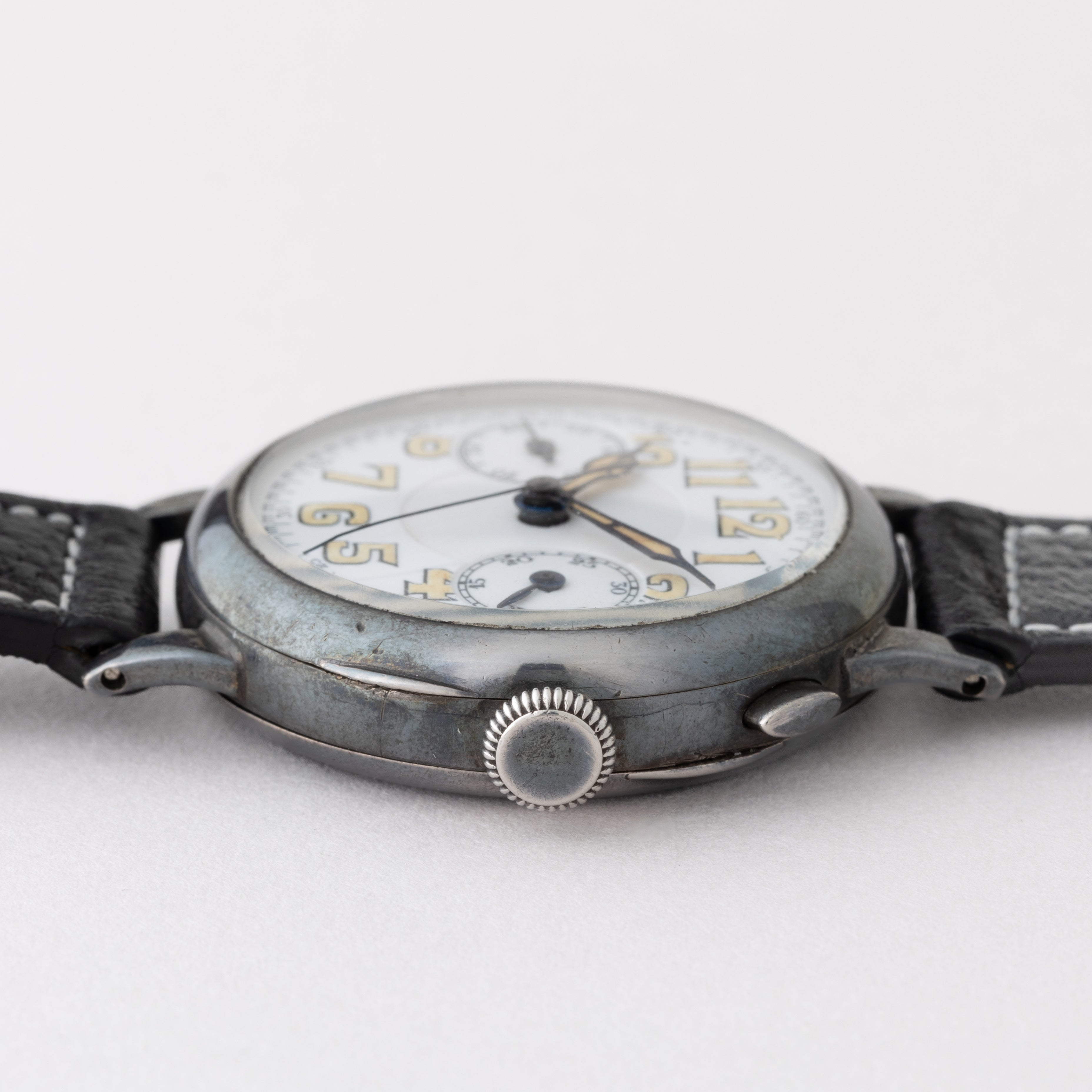 ギャレット ポーセリン銀無垢クロノグラフ ミネルバ13-20CH 1930年代