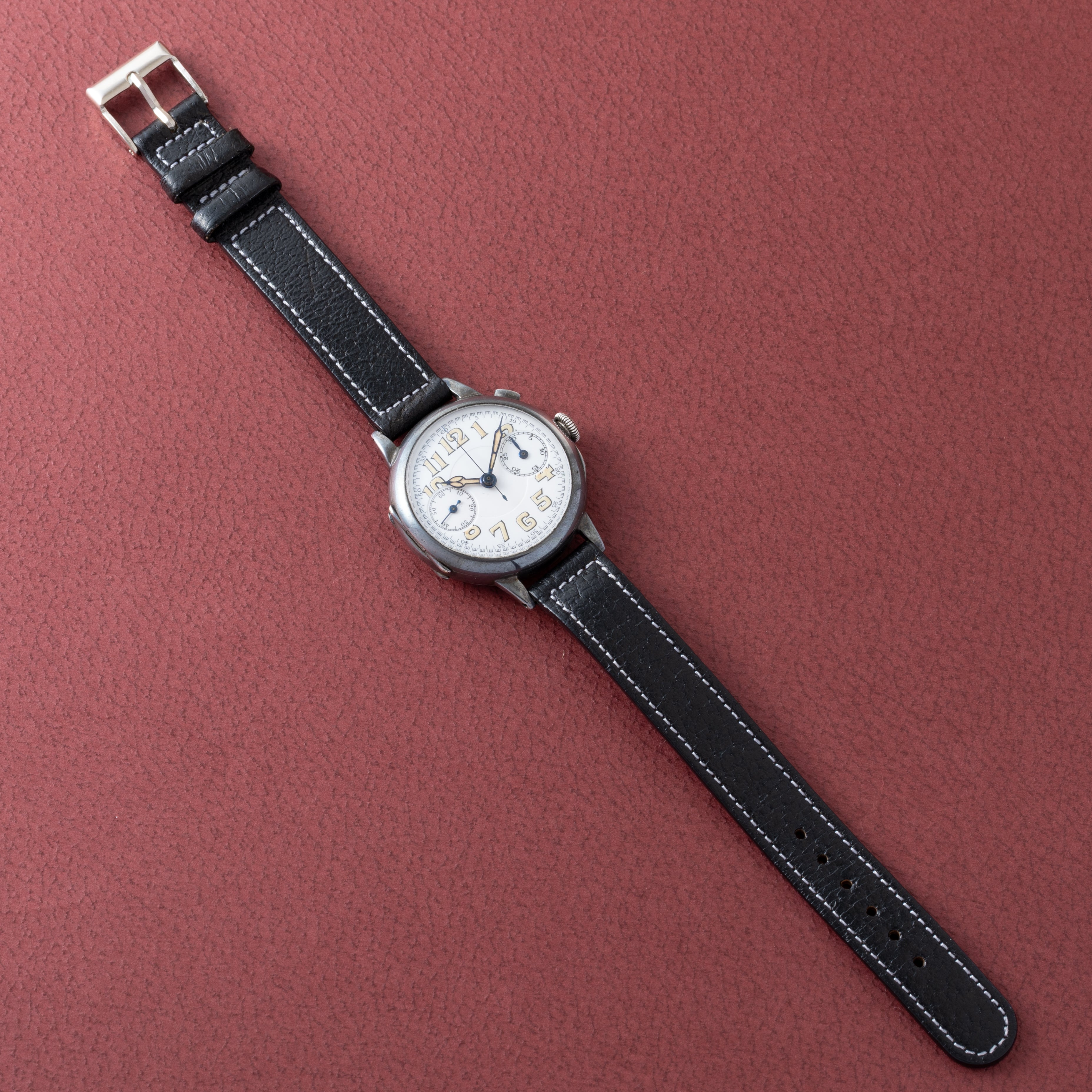 ギャレット ポーセリン銀無垢クロノグラフ ミネルバ13-20CH 1930年代