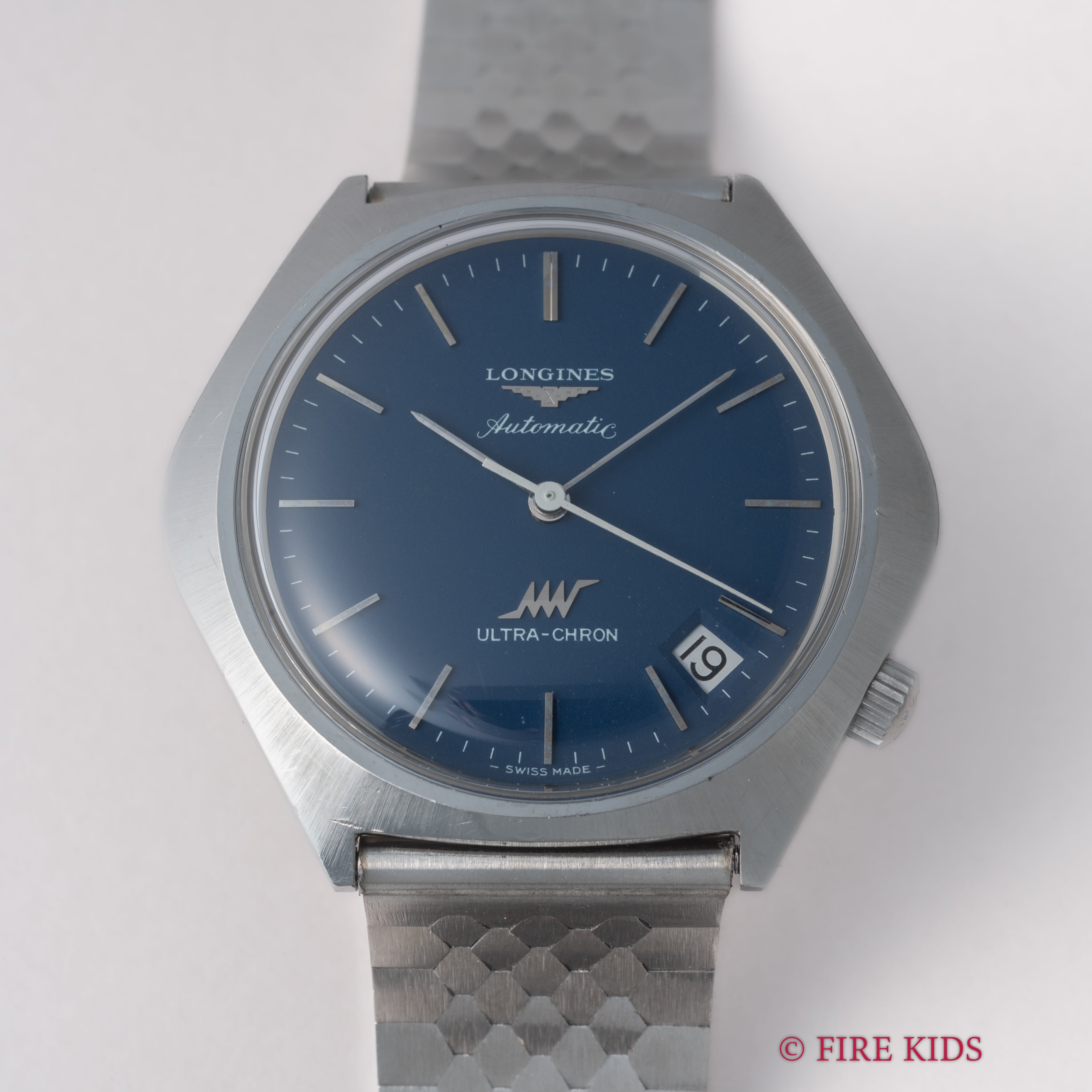 ロンジン ウルトラクロン ブルーダイヤル 1970年代製 ハイビート自動巻 社外ブレス