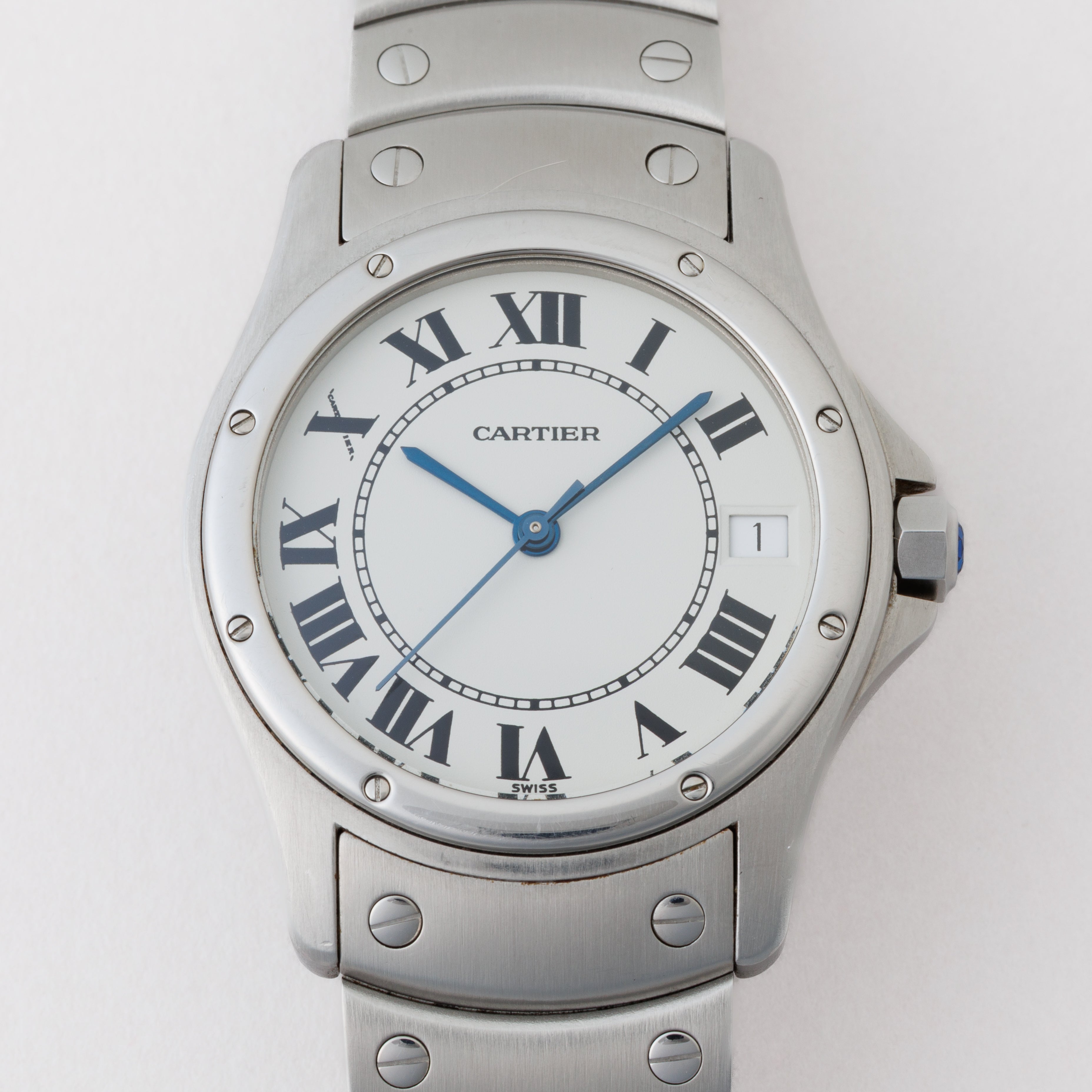 カルティエ サントス ロンド LMサイズ 自動巻き 1990年代製 ホワイトローマンダイヤル