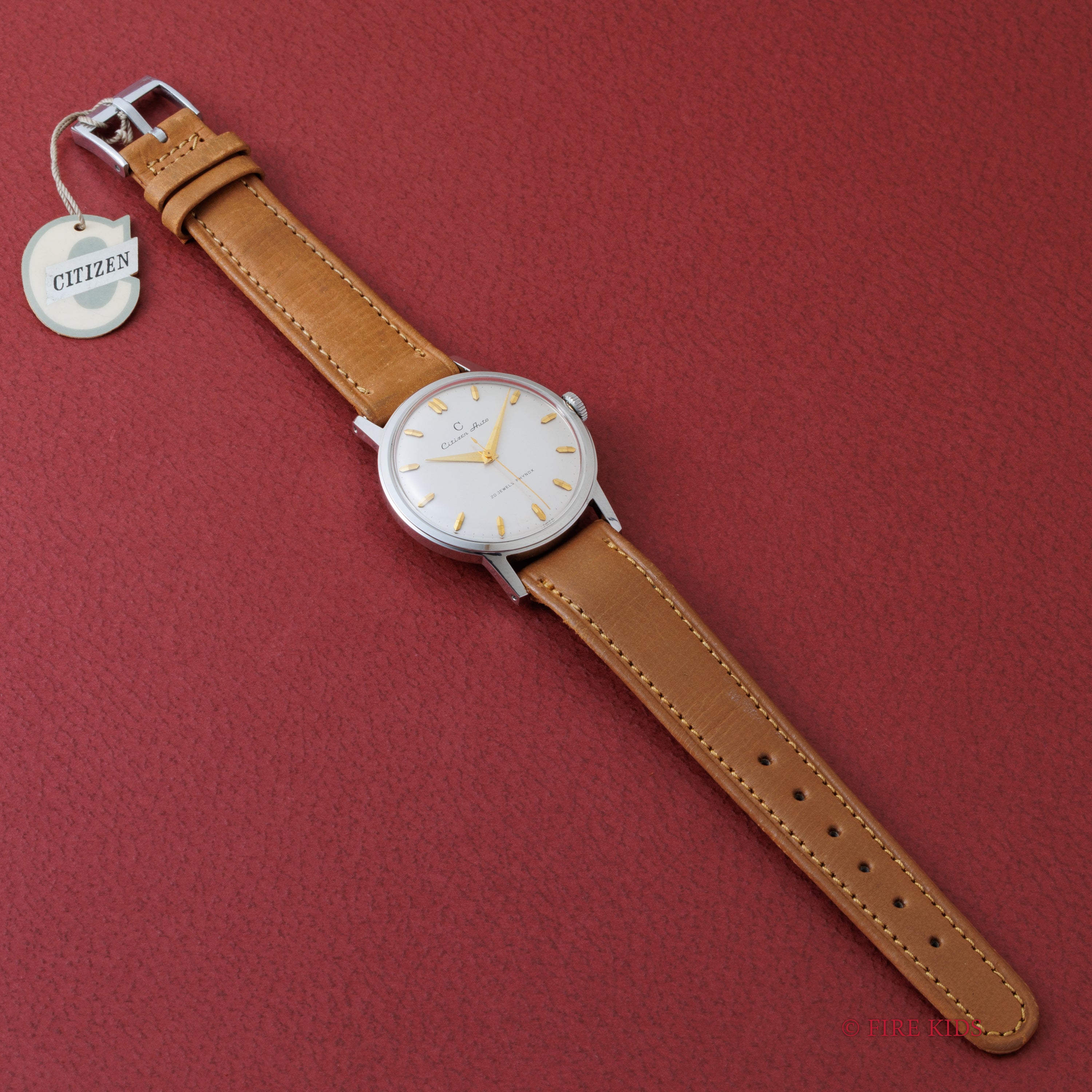 シチズン オート 1958年製 未使用品 箱、タグ付き 自動巻き オリジナル革ベルト、尾錠付き