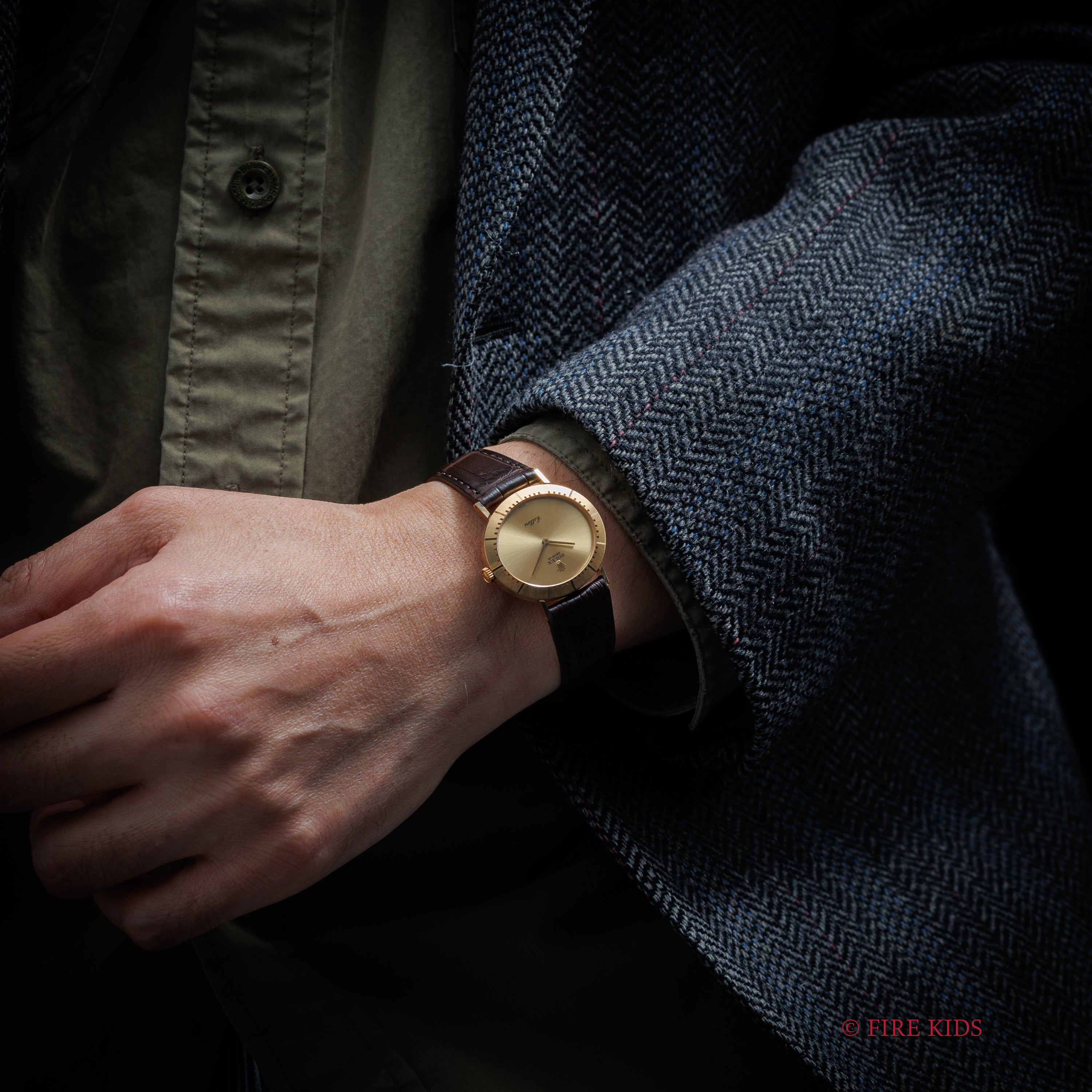 ロレックス チェリーニ 18金無垢 1990~91年製 オーバル型 手巻き Ref.4083 純正金無垢王冠尾錠