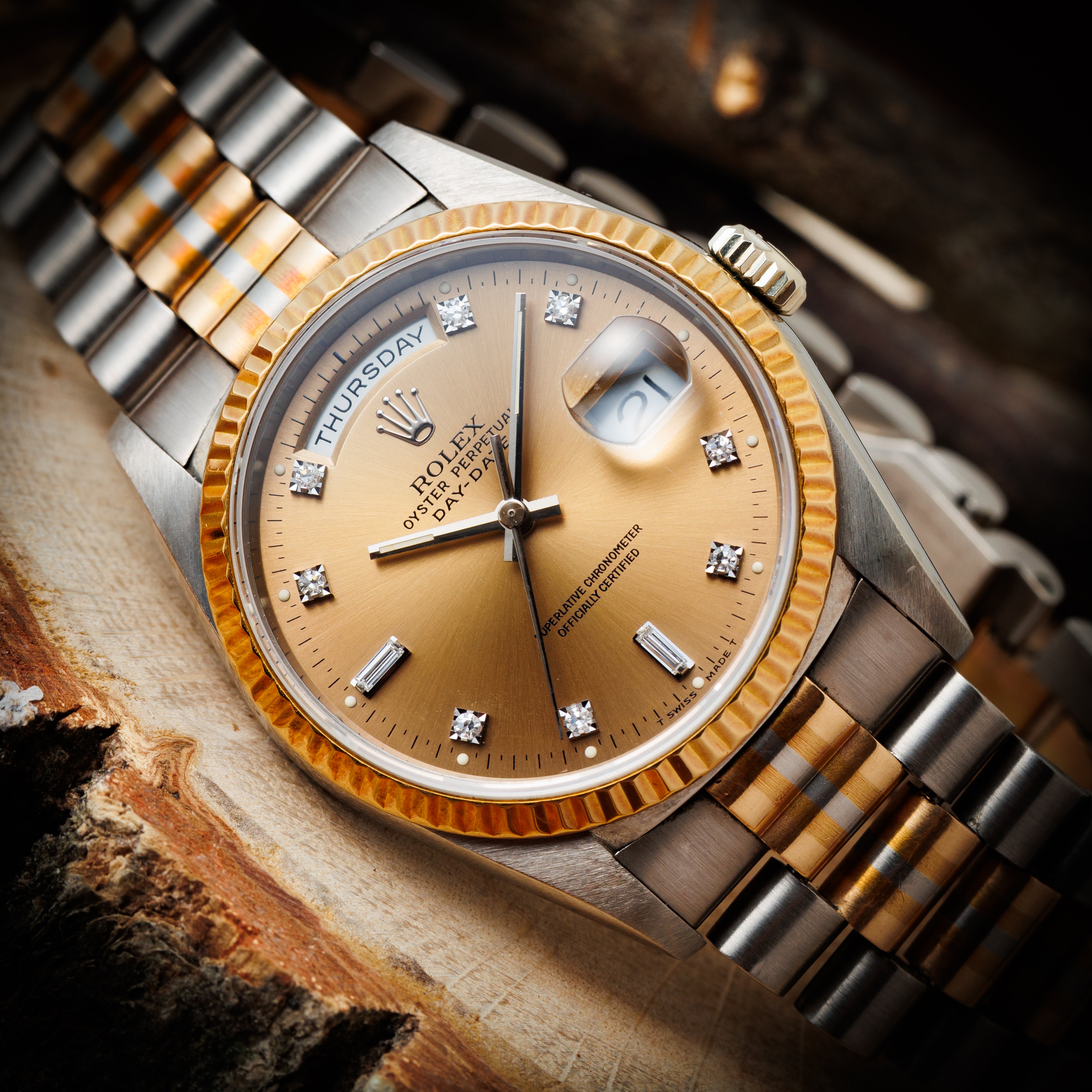 ロレックス デイデイト トリドール 10PDコッパーダイヤル 1990年~1991年製 18金無垢 Ref.18239B 箱、取説付き