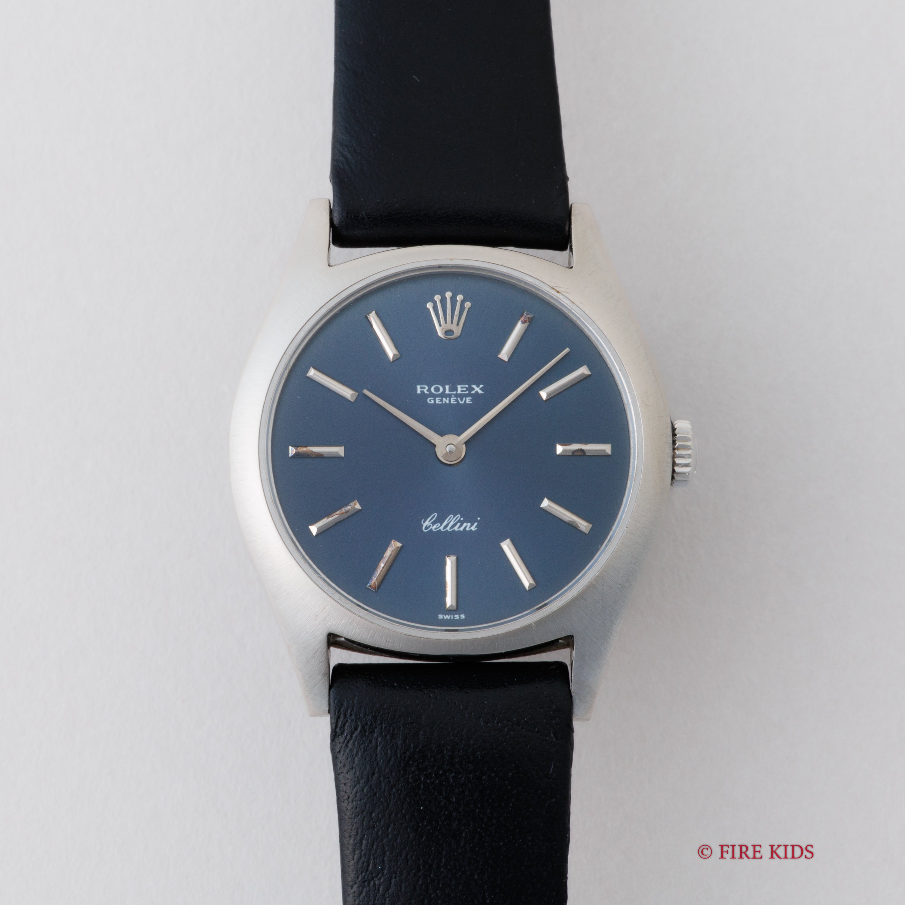 ロレックス チェリーニ レディース 1970年製 Ref.3800 18金無垢ホワイトゴールド ブルーダイヤル 純正尾錠付き