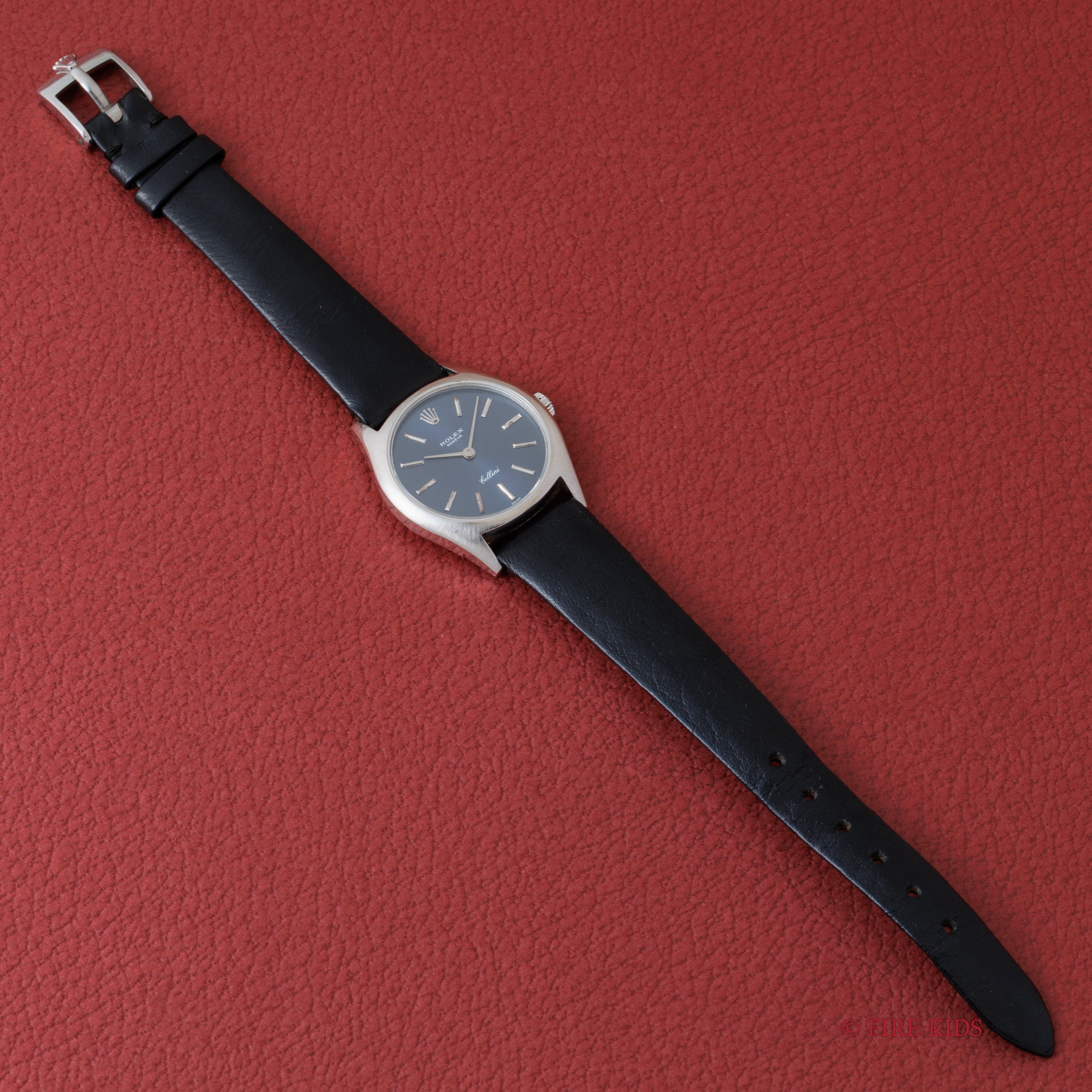 ロレックス チェリーニ レディース 1970年製 Ref.3800 18金無垢ホワイトゴールド ブルーダイヤル 純正尾錠付き