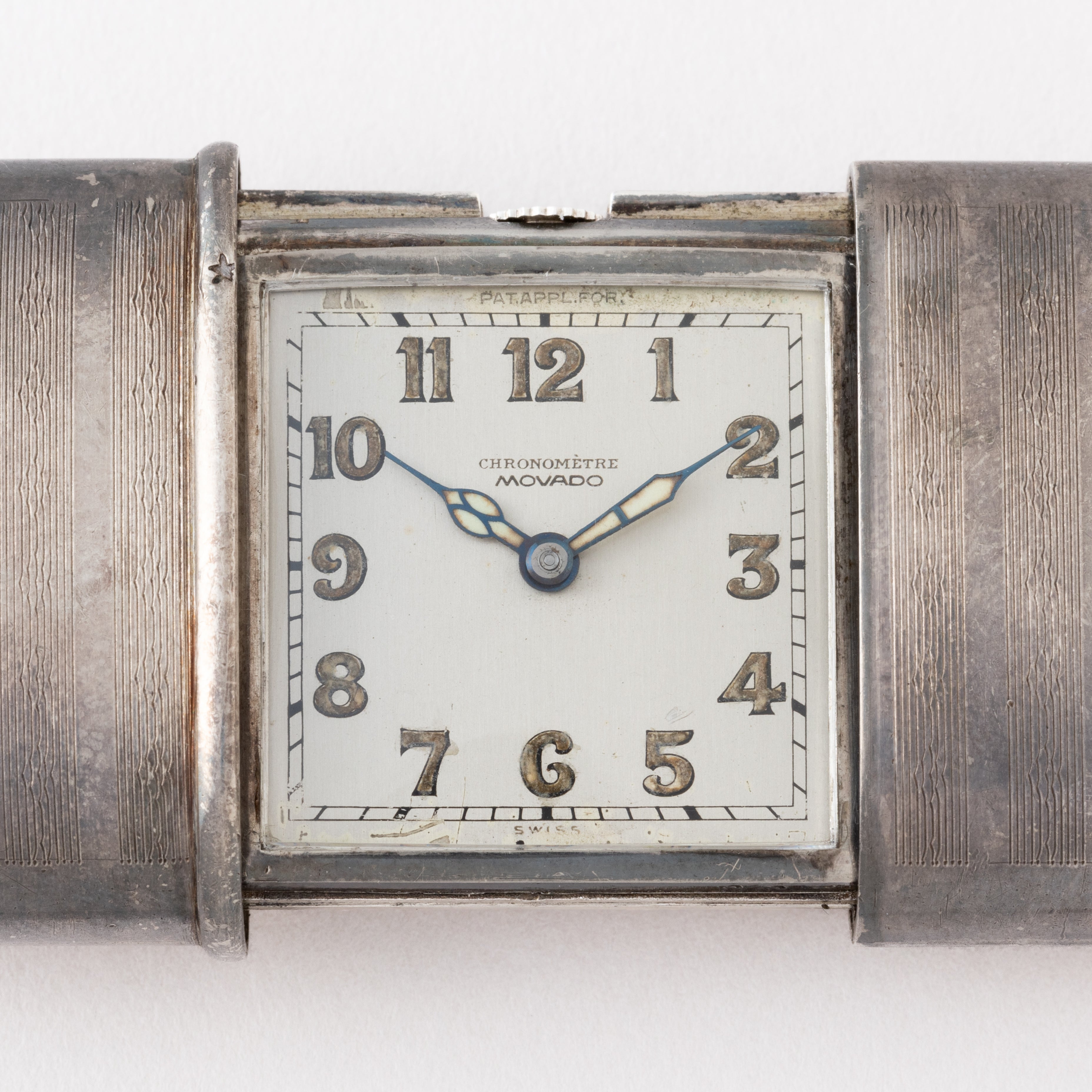 モバード エルメト 銀無垢トラベルウォッチ 手巻き 1940年代製 箱付き