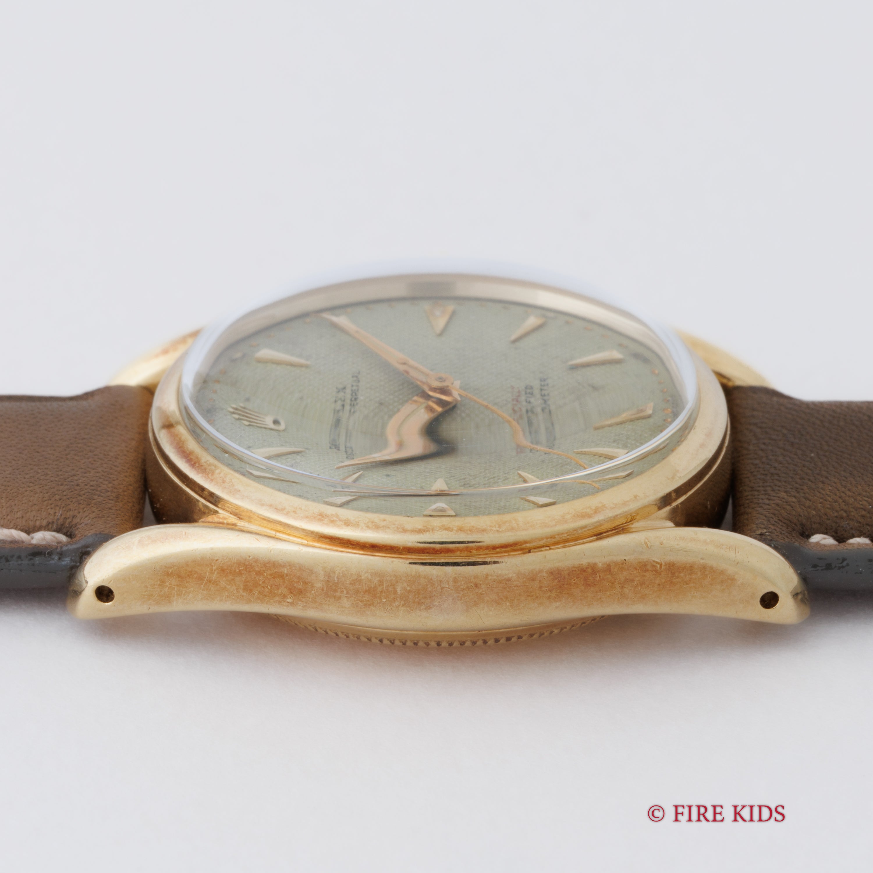 ロレックス 14金無垢ボンベイケース セミバブルバック 1951年製 赤OFFICIALLY Ref.6092 ギョウシェダイヤル