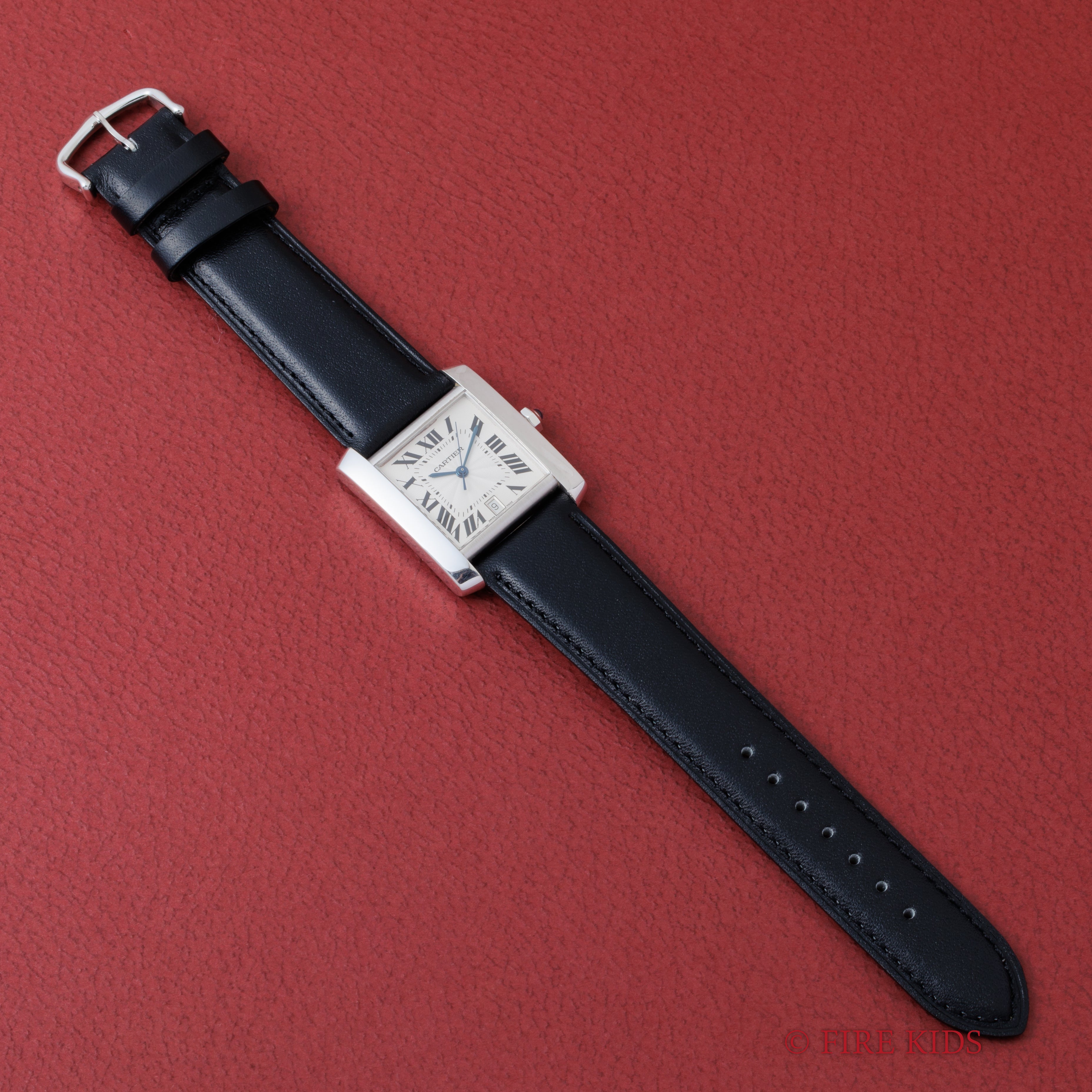 カルティエ 18金無垢ホワイトゴールド タンク フランセーズ LMサイズ 自動巻 1990年代製 純正金無垢尾錠