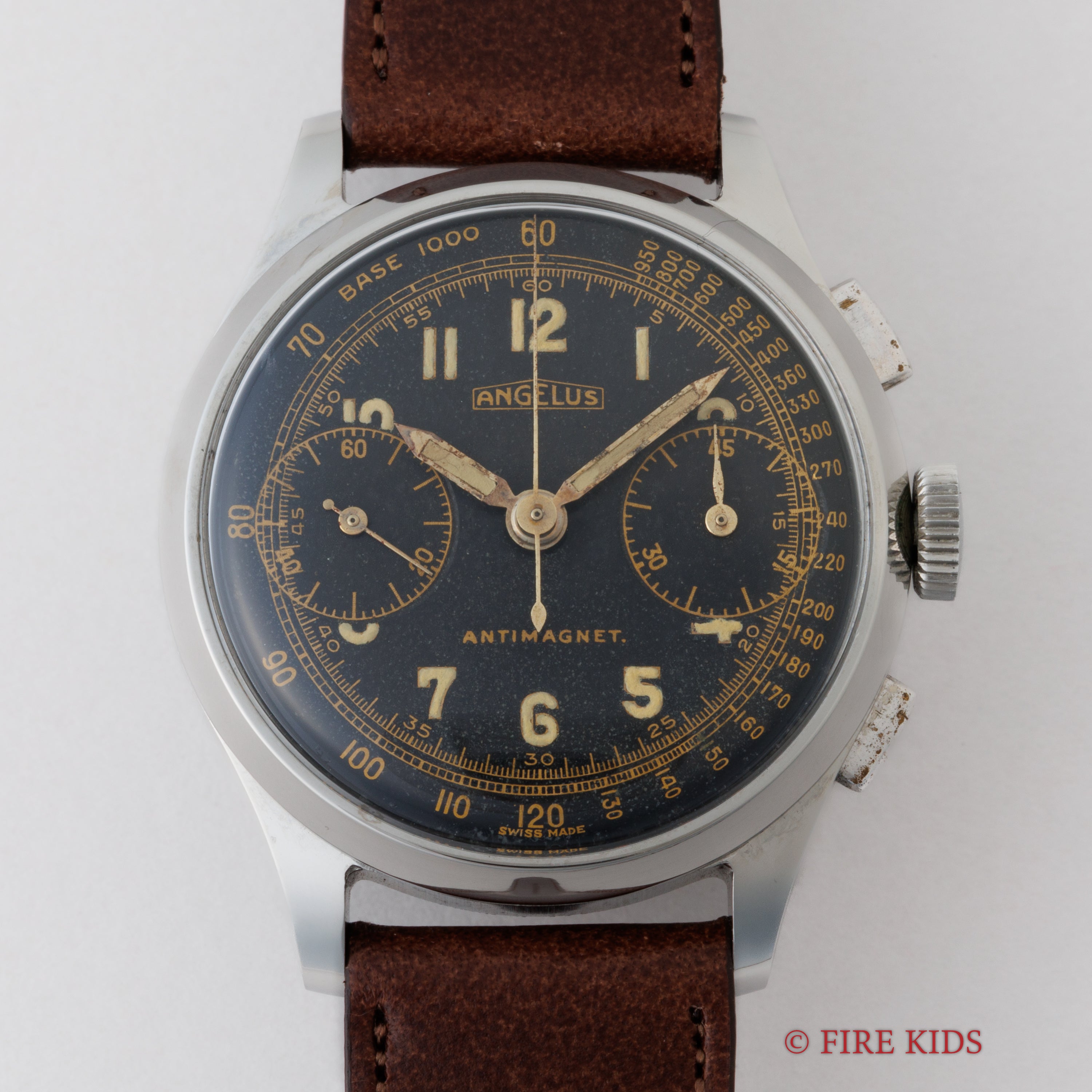 アンジェラス 2レジスター クロノグラフ 1940年代製 オリジナルブラックダイヤル 手巻き Cal.215