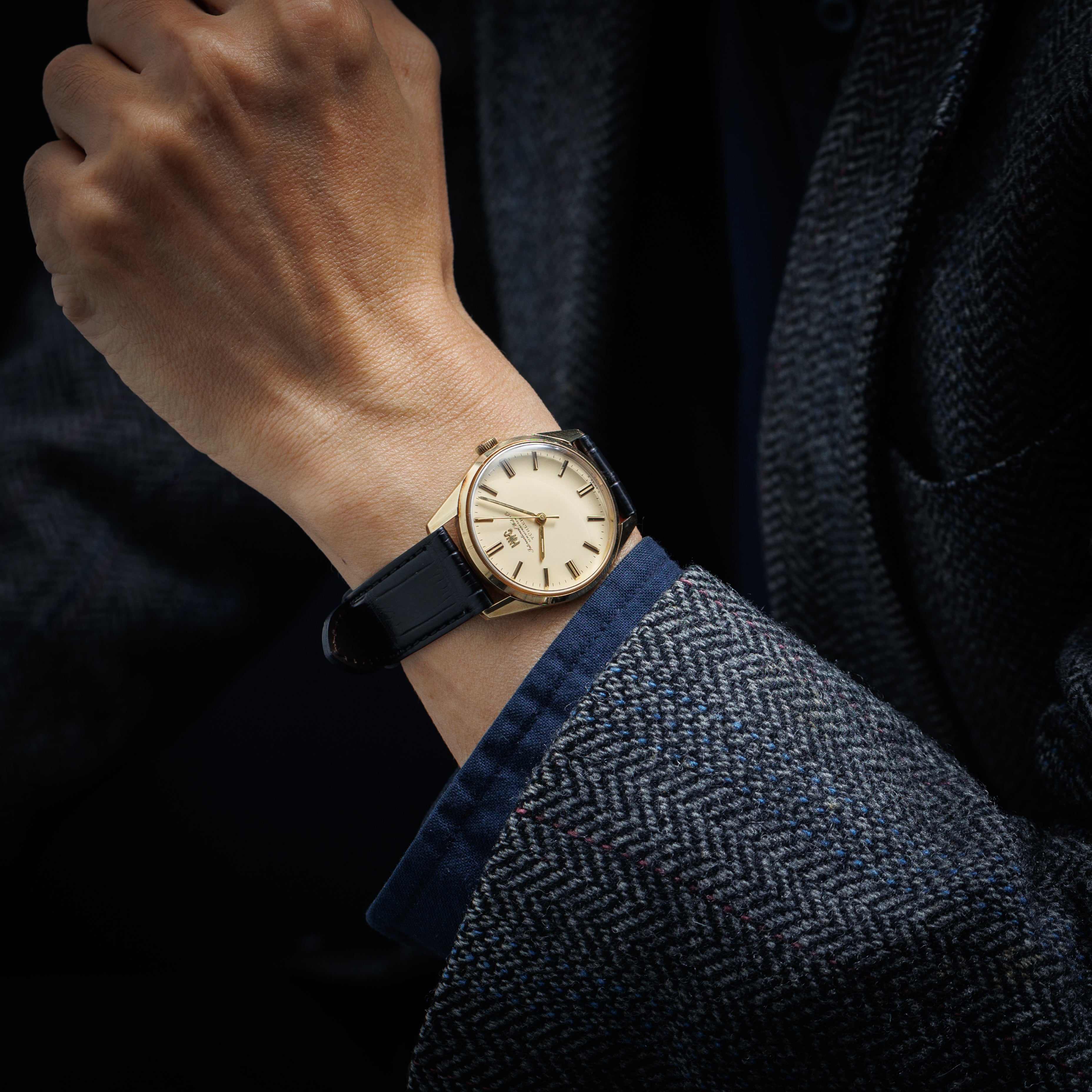 IWC ラウンドケース チューラーWネーム 1965年製 Ref.910 手巻き Cal.89 金張り