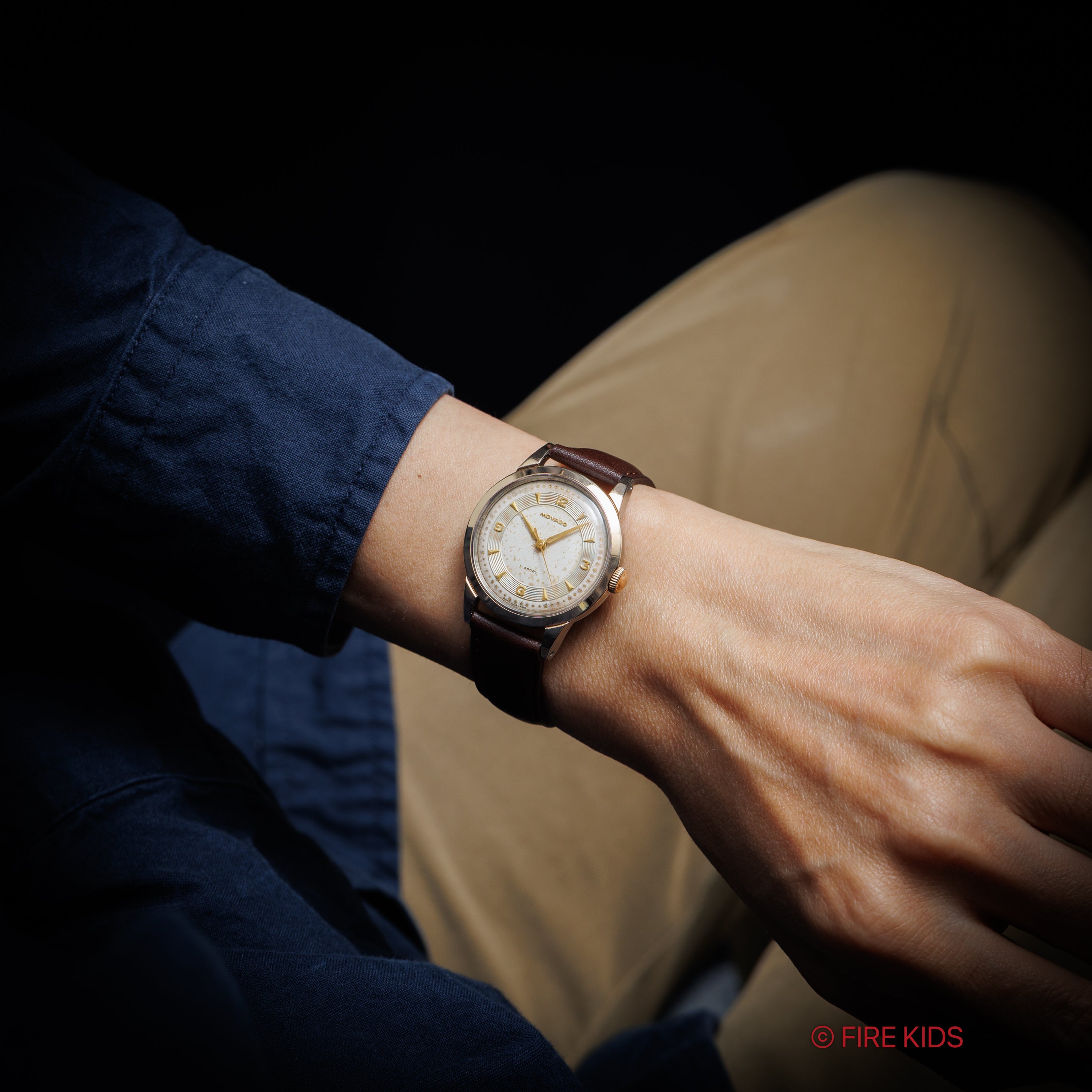 モバード スポーツ FB社製トップゴールドケース 手巻き 1950年代 飛びアラビアダイヤル