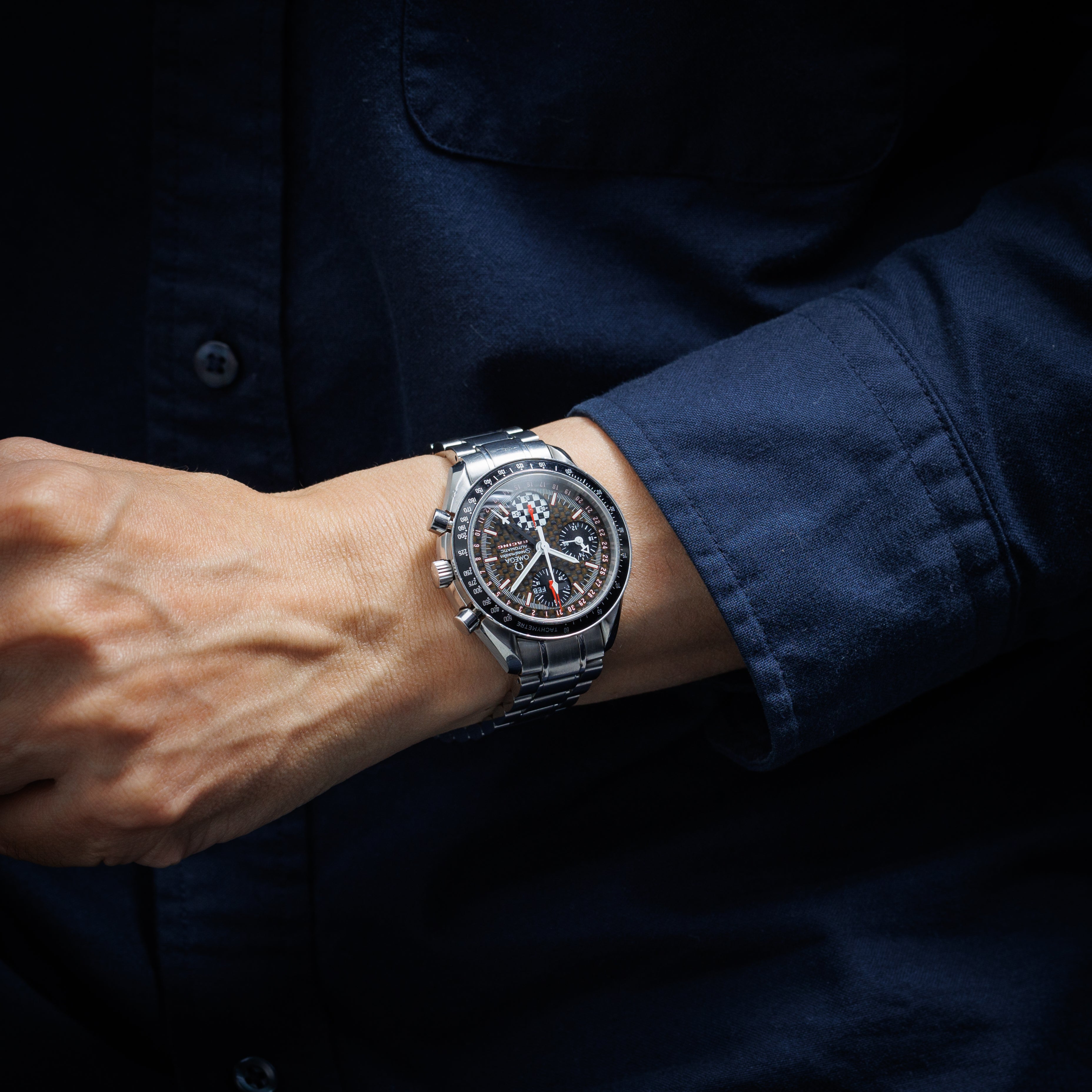 オメガ スピードマスター レーシング 2002年製 Ref.3529.50 シューマッハ 5555本限定 箱、ギャラ付き