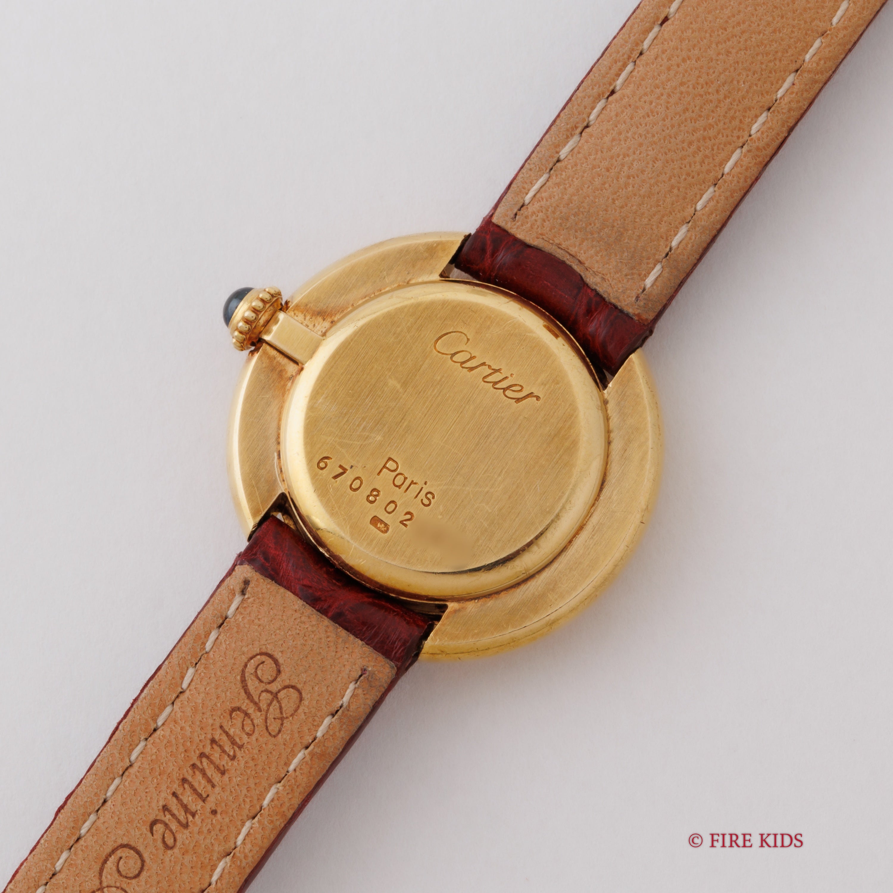 カルティエ 18金無垢 ヴァンドーム エリプス SMサイズ 手巻き PARISダイヤル 1980年代製 純正金無垢Dバックル付き