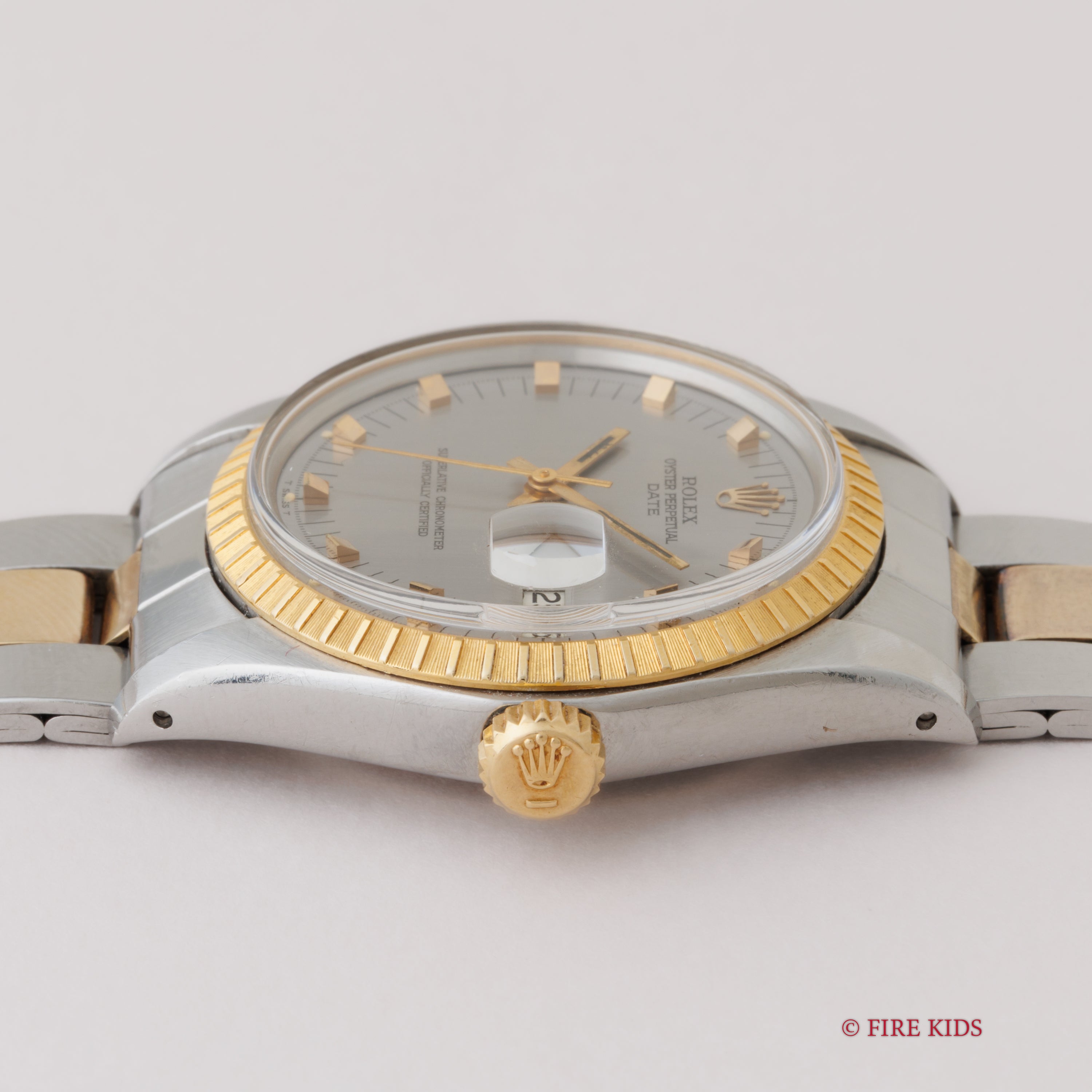 ロレックス 1974年製 オイスターパーペチュアルデイト コンビRef.1505 ショートインデックス 純正ブレス