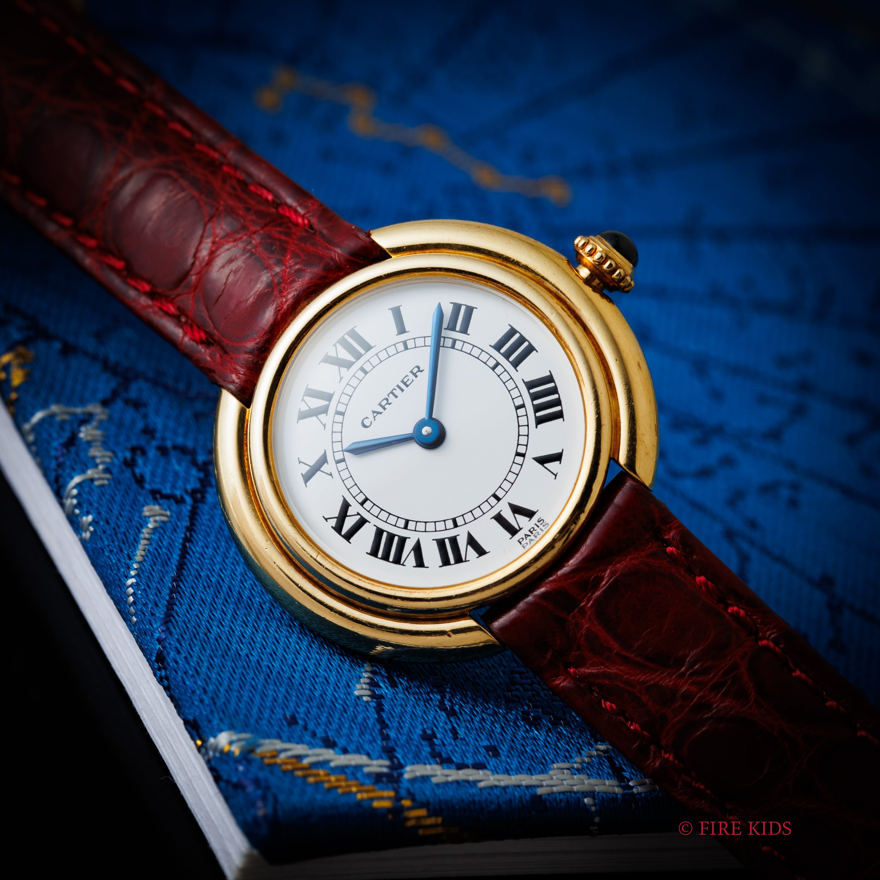 カルティエ 18金無垢 ヴァンドーム エリプス SMサイズ 手巻き PARISダイヤル 1980年代製 純正金無垢Dバックル付き