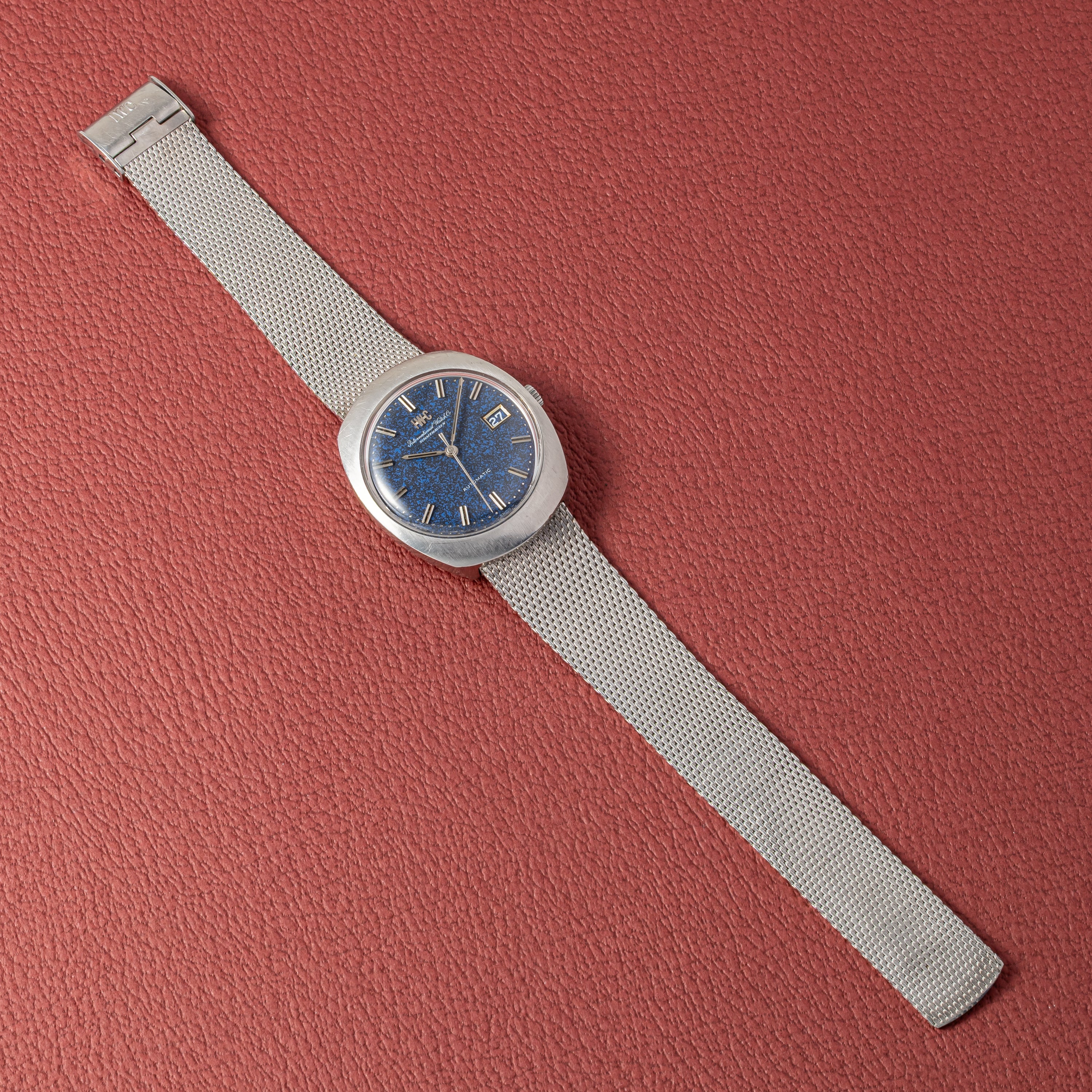 IWC ブルーマーブルダイヤル 1974年製 トノーケース 純正メッシュブレス ギャラ付