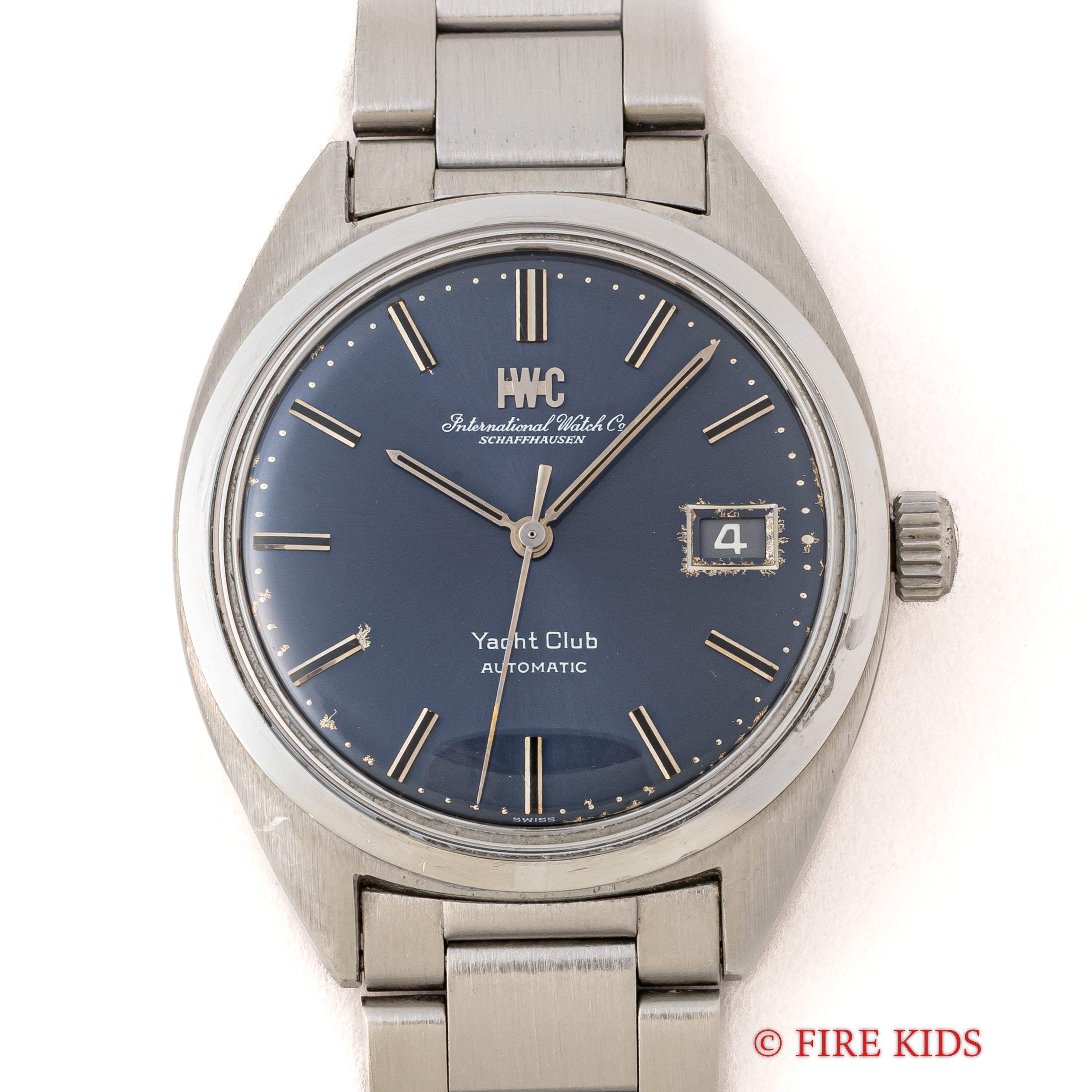 IWC ヨットクラブ 1973年製 ブルーダイヤル Cal.8541B ペラトン式自動巻き 純正3連ブレス