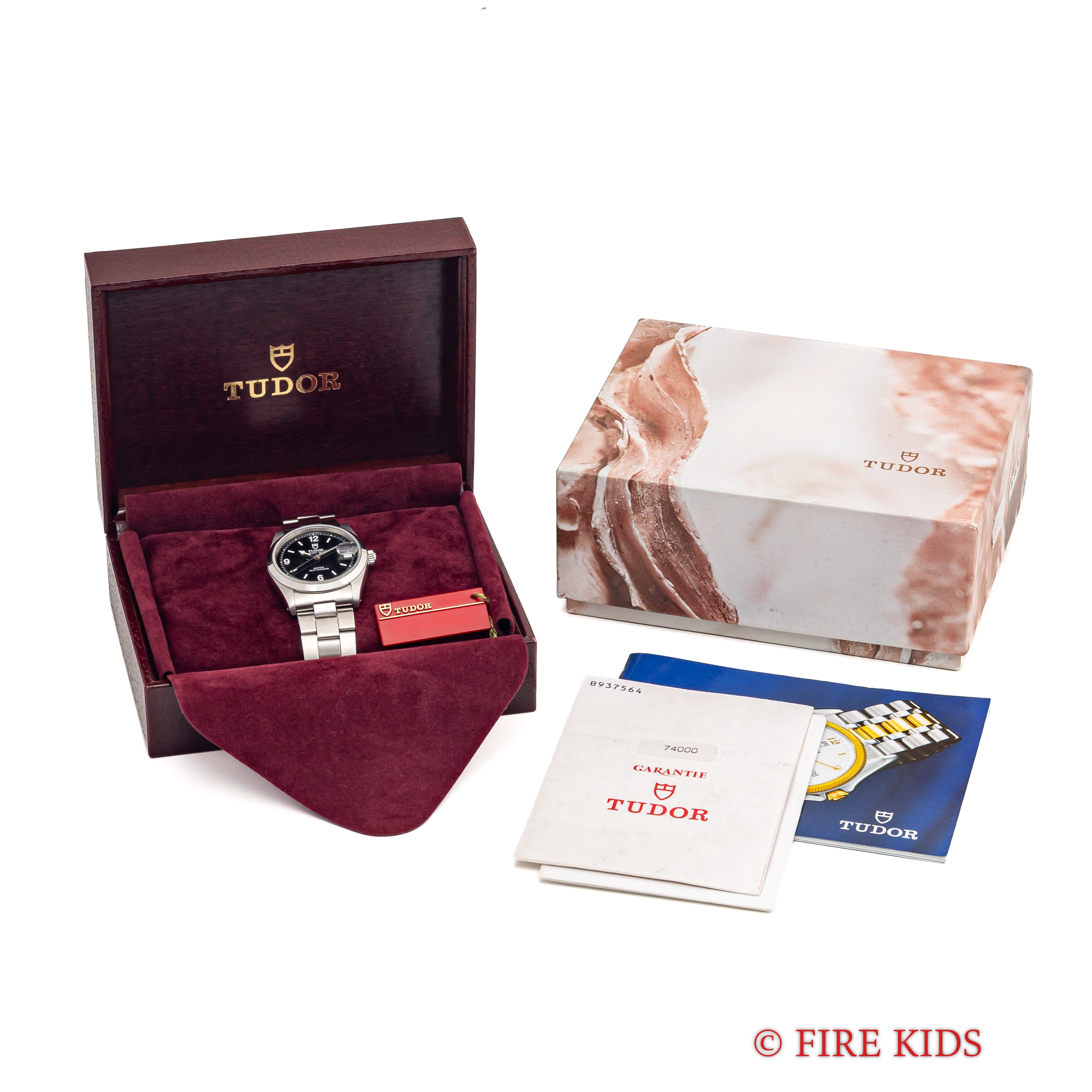 チューダー プリンスデイト 1998年製 ブラックアラビアダイヤル 王冠リューズ 純正ステンレスブレス 箱、ギャラ付き