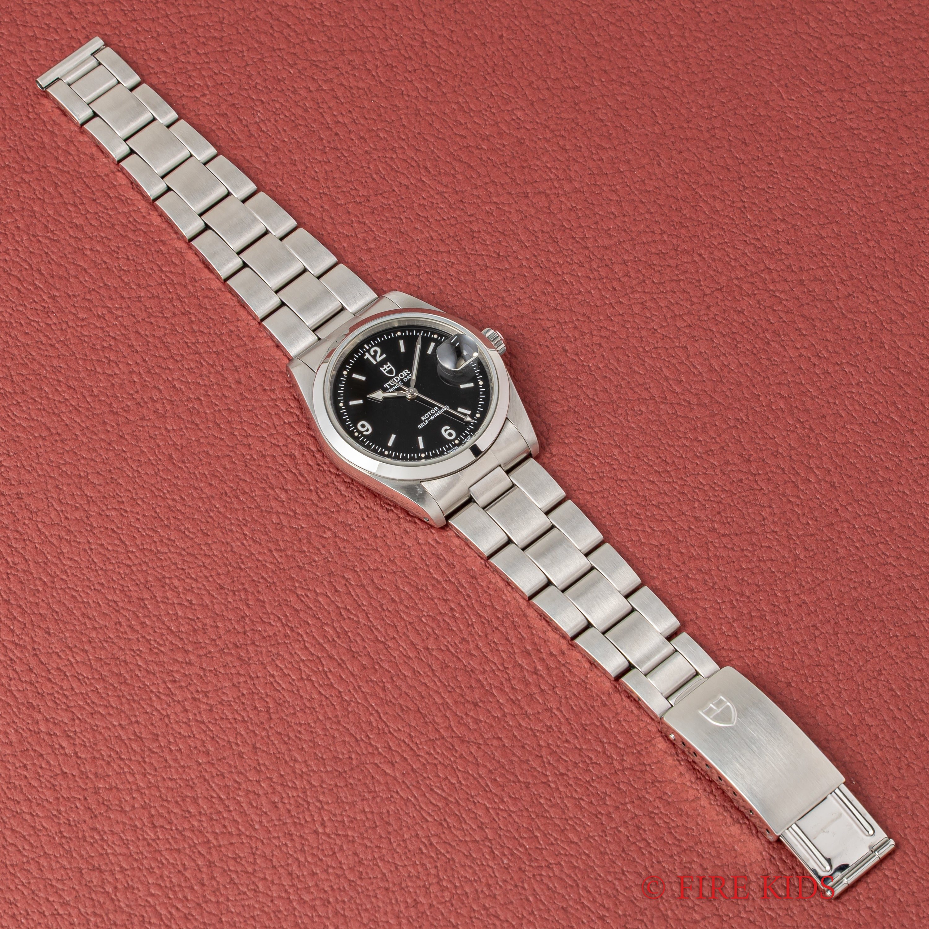 チューダー プリンスデイト 1998年製 ブラックアラビアダイヤル 王冠リューズ 純正ステンレスブレス 箱、ギャラ付き