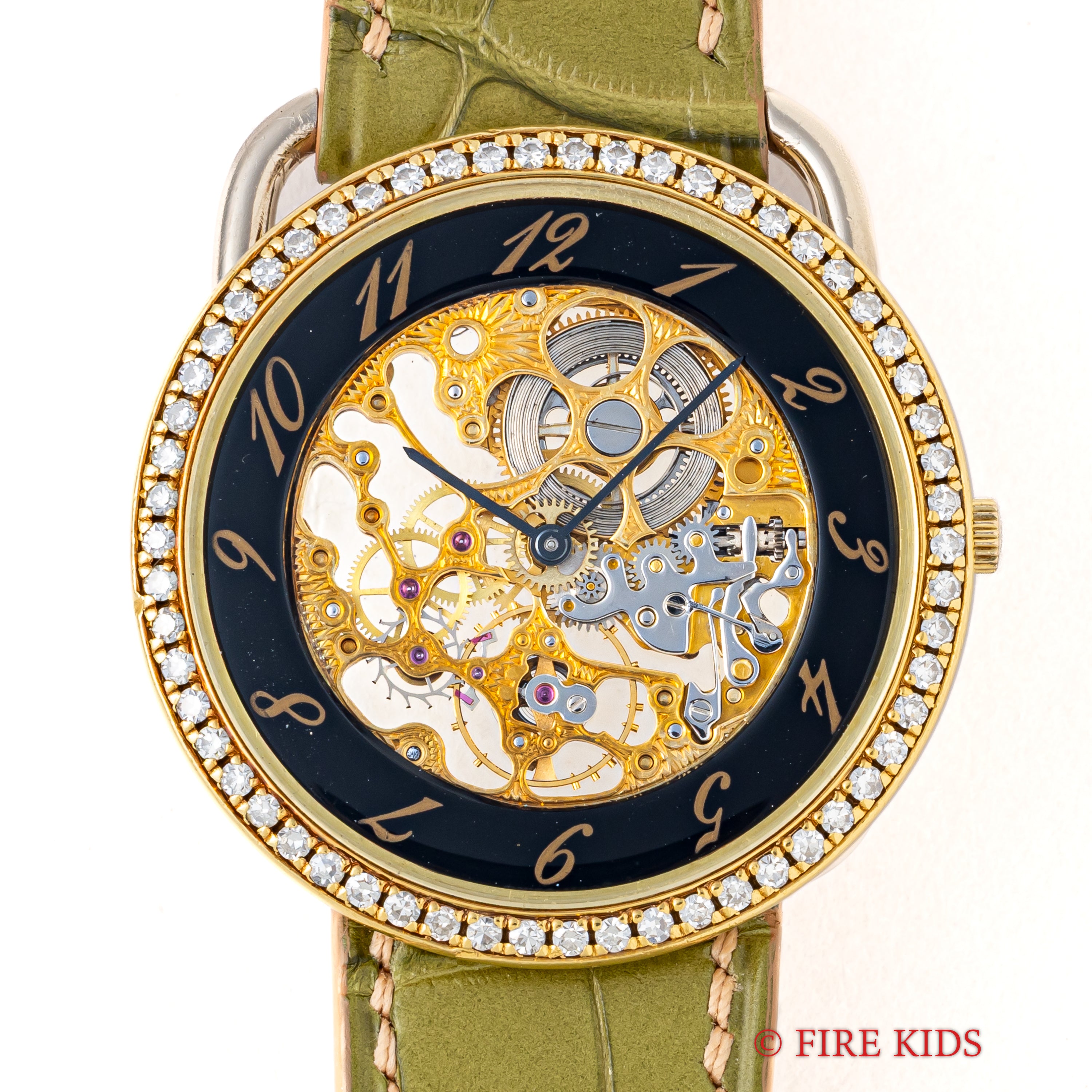 エルメス オーデマ・ピゲ アルソー 18金無垢ベゼルダイヤ 1980年代製 手巻き 純正金無垢尾錠 スケルトン YG+WG