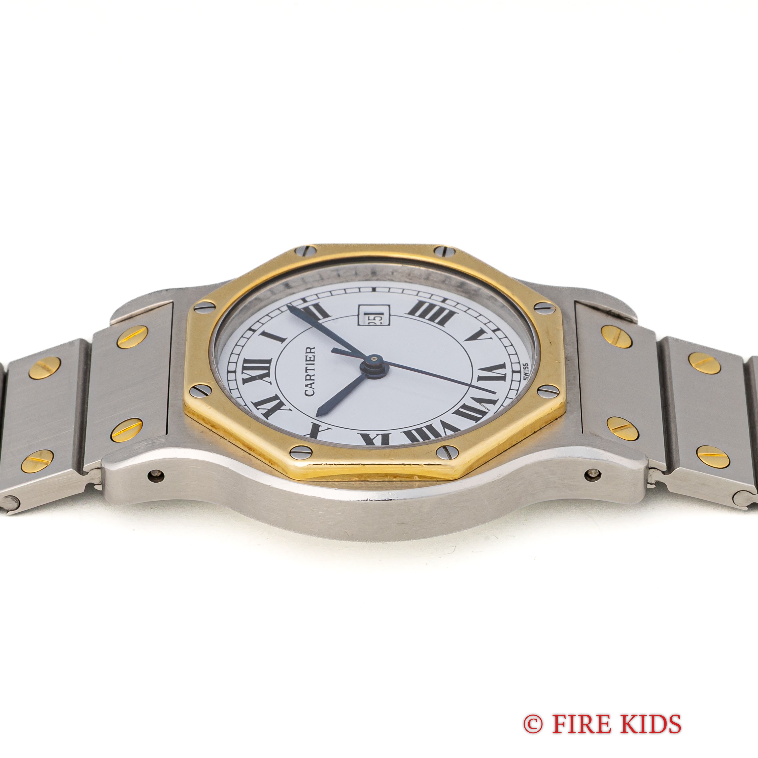 カルティエ サントスオクタゴン LMサイズ 1980年代製 自動巻 コンビ 純正ブレス