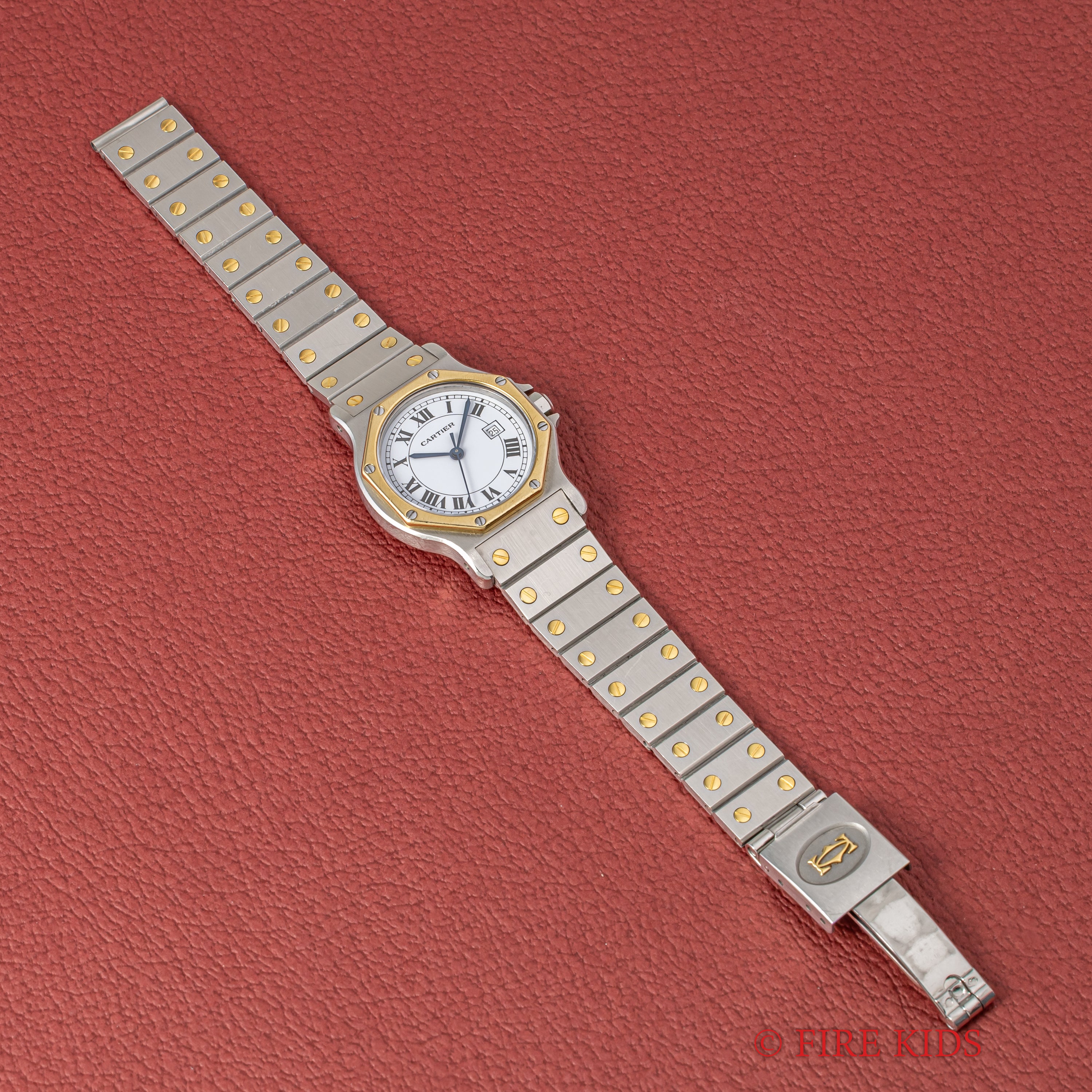 カルティエ サントスオクタゴン LMサイズ 1980年代製 自動巻 コンビ 純正ブレス