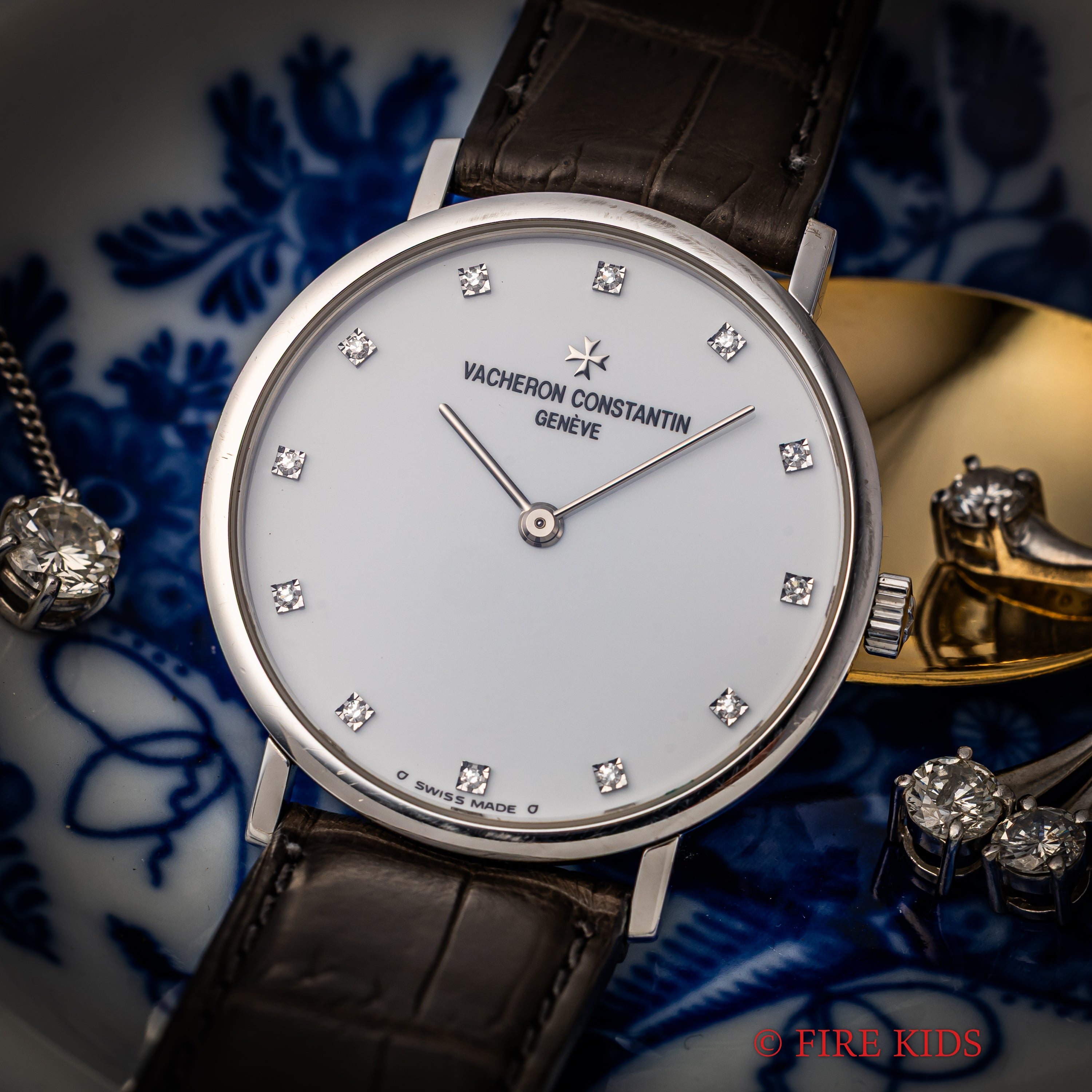 ヴァシュロン・コンスタンタン エッセンシャル 1990年代製 Ref.31039 18金ホワイトゴールド 12Pダイヤ 純正尾錠 ギャラ付