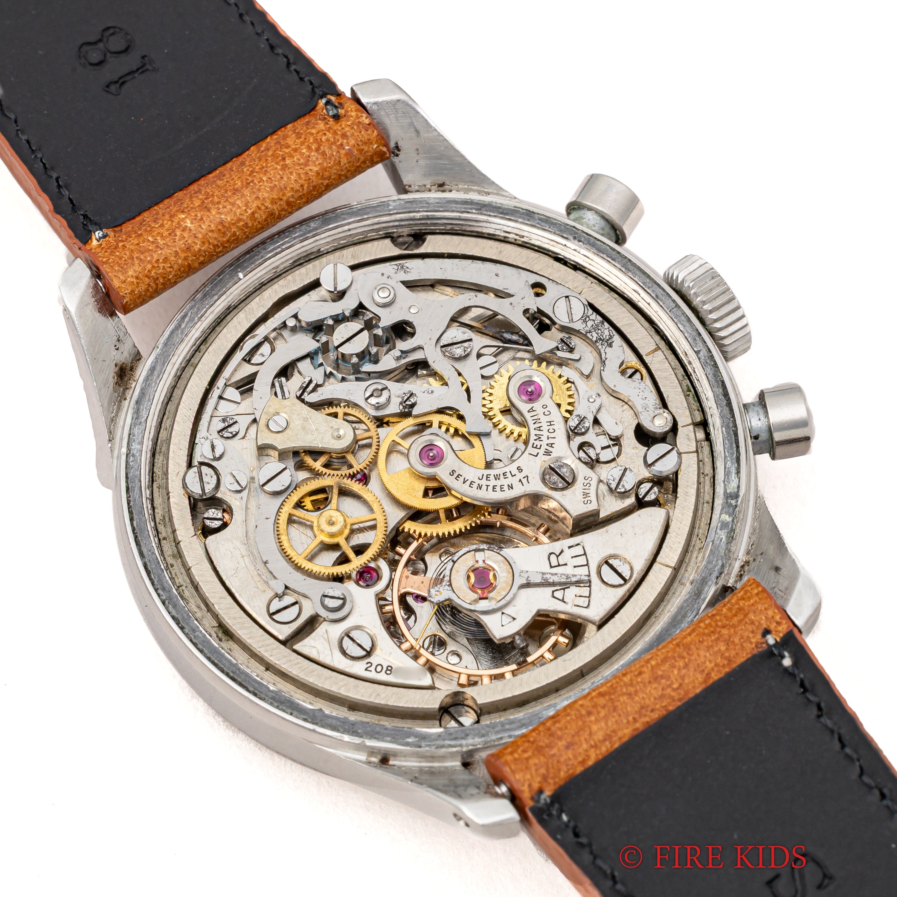 レマニア 1950年代製 2レジスタークロノグラフ Cal.27CH 手巻 スクリューバック ラウンドプッシャー