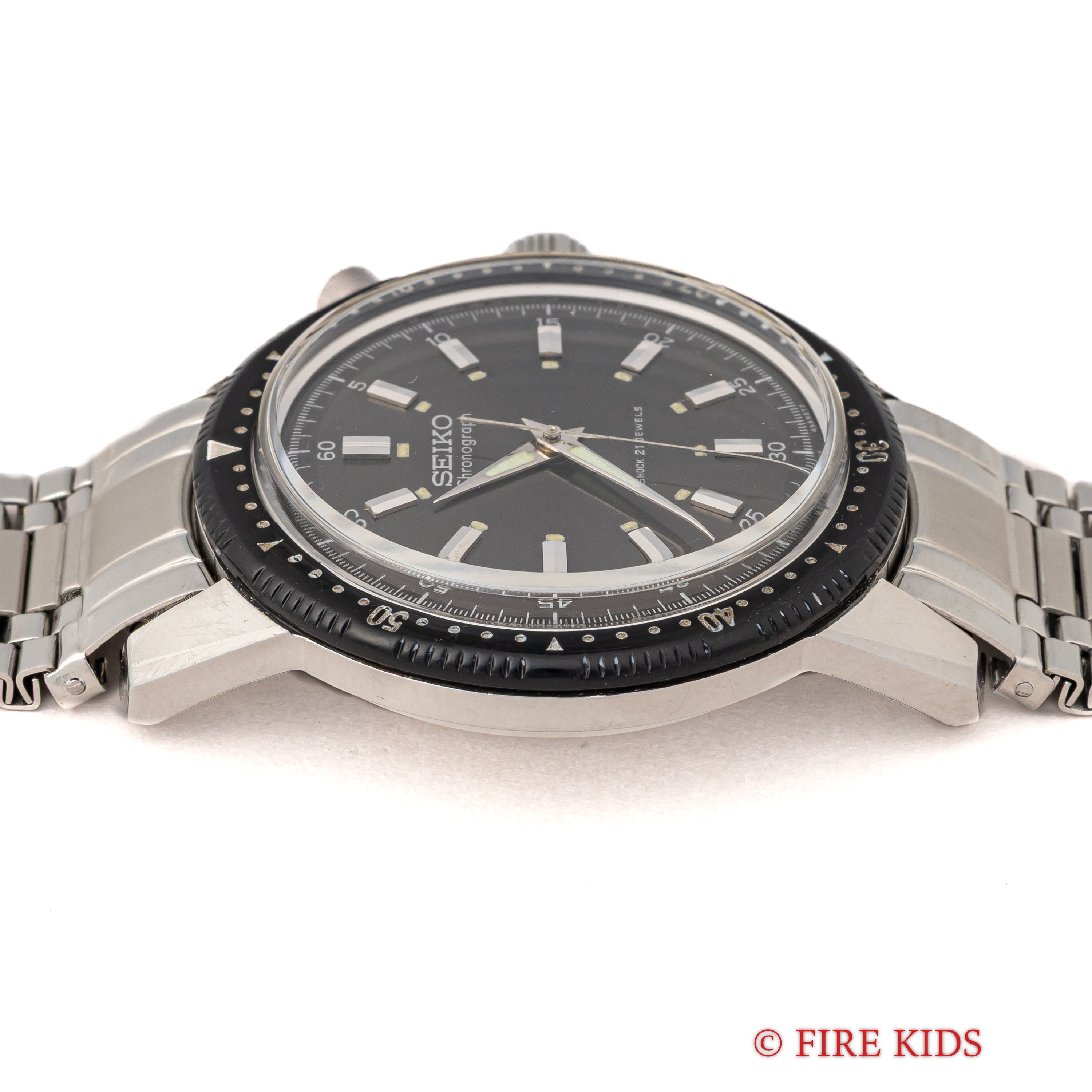 セイコー 1963年製 ワンプッシュクロノグラフ 黒文字盤 プラベゼル Ref.458990 東京オリンピック記念モデル 純正ブレス