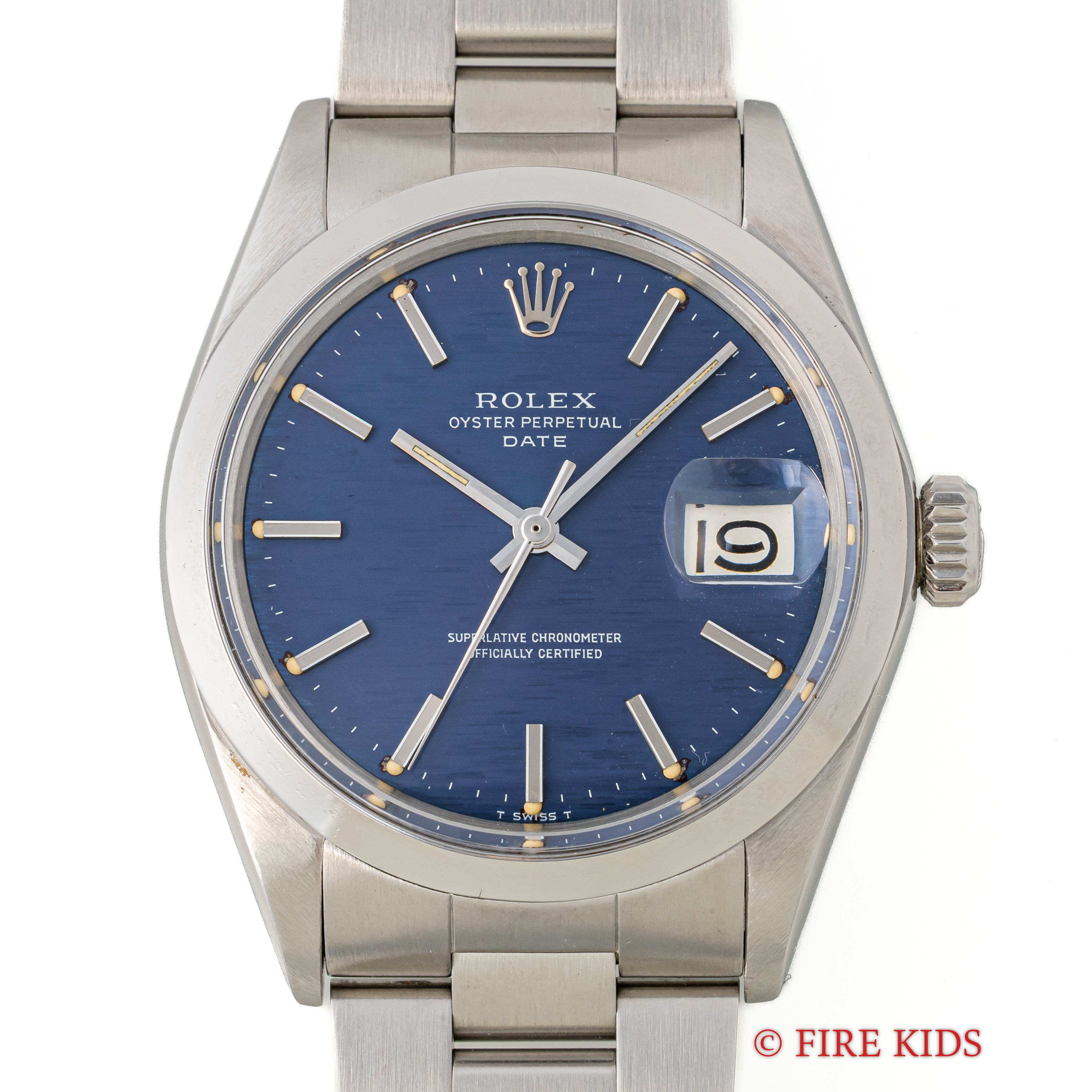 ロレックス オイスターパーペチュアルデイト ブルーブリックダイアル 自動巻き 1971年製 Ref.1500 Cal.1570