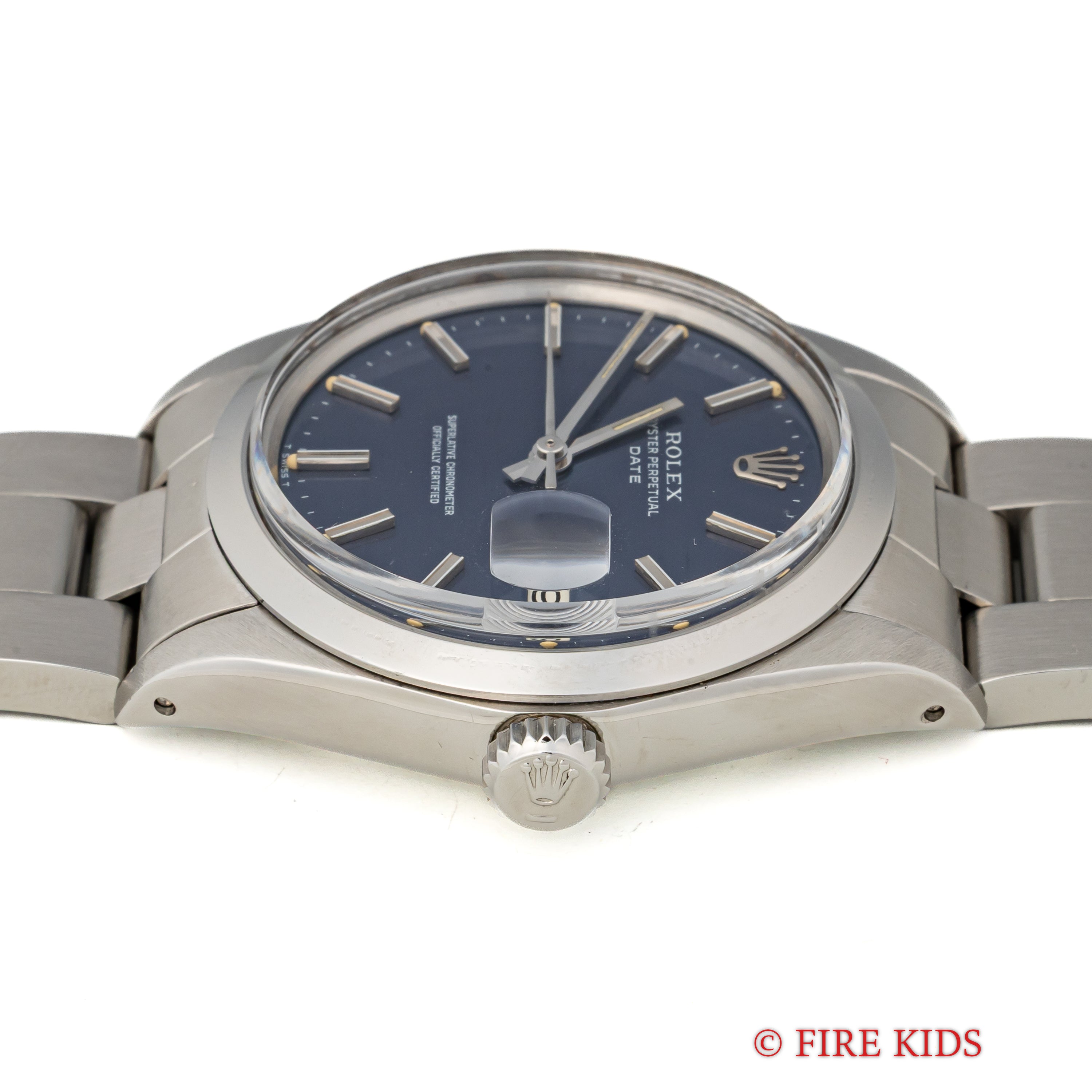 ロレックス オイスターパーペチュアルデイト ブルーブリックダイアル 自動巻き 1971年製 Ref.1500 Cal.1570