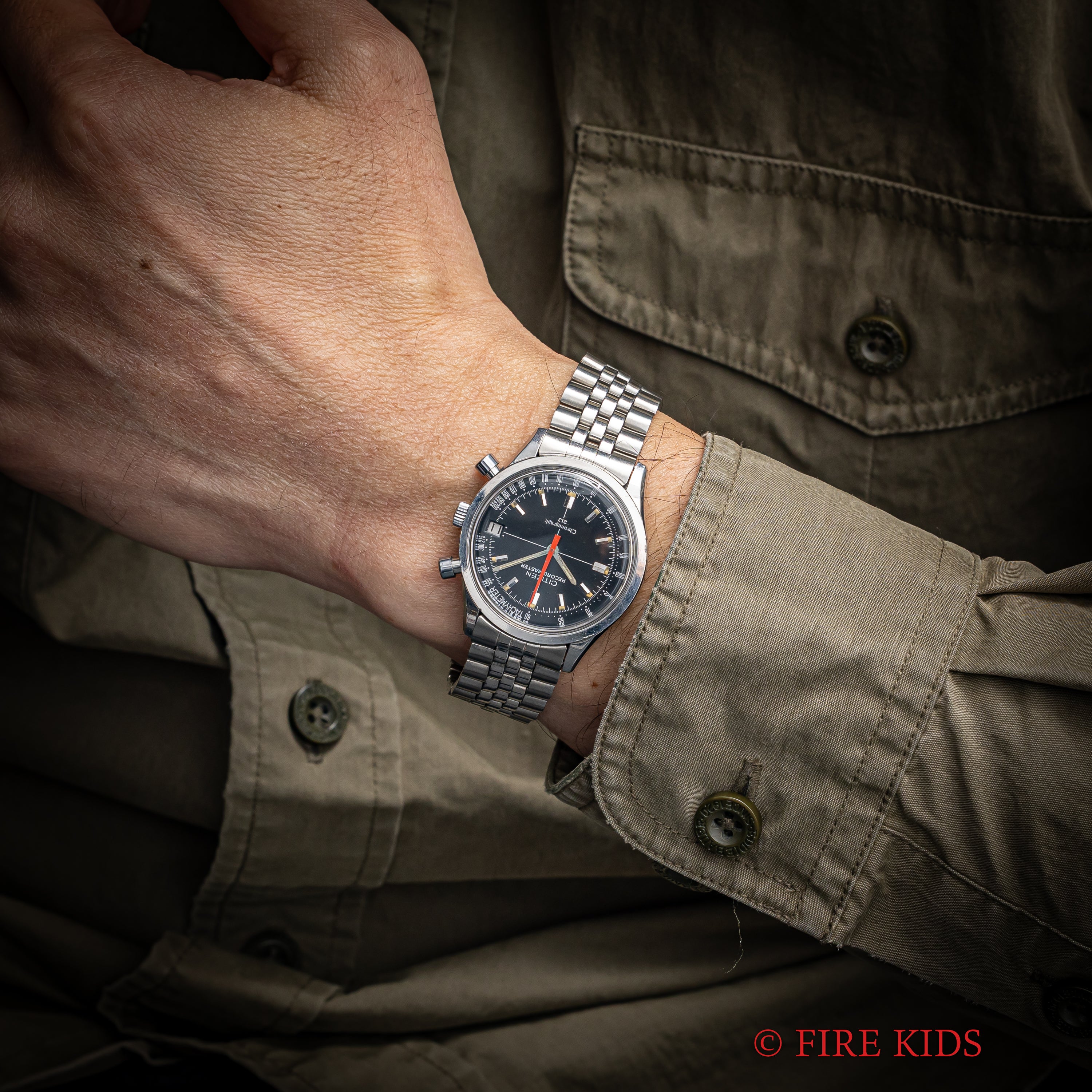 シチズン 1967年製 レコードマスター 手巻き フライバック機能 純正ブレス