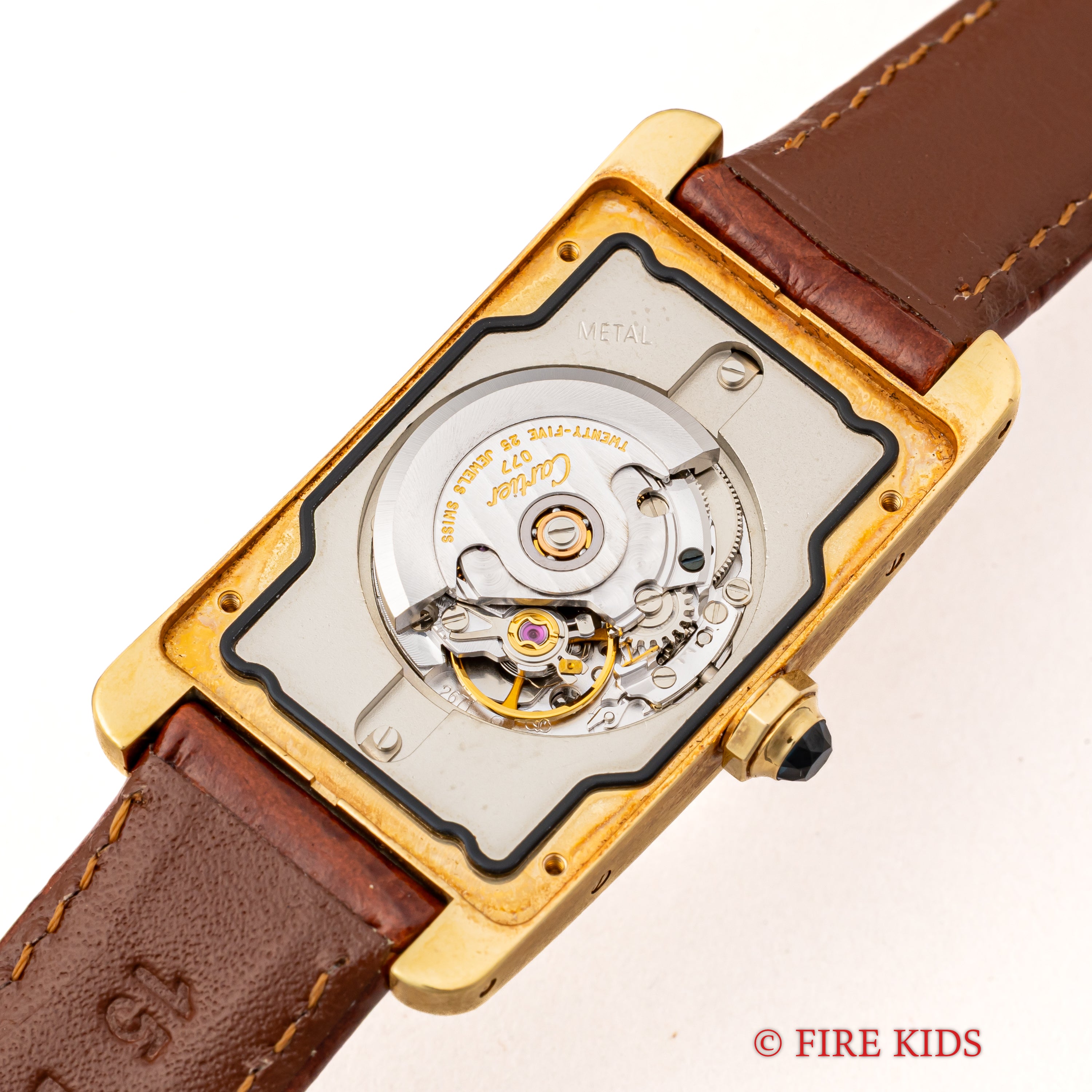 カルティエ 18金無垢タンク アメリカン MMサイズ 2002年発行ギャラ 自動巻 純正金無垢尾錠付 箱付き