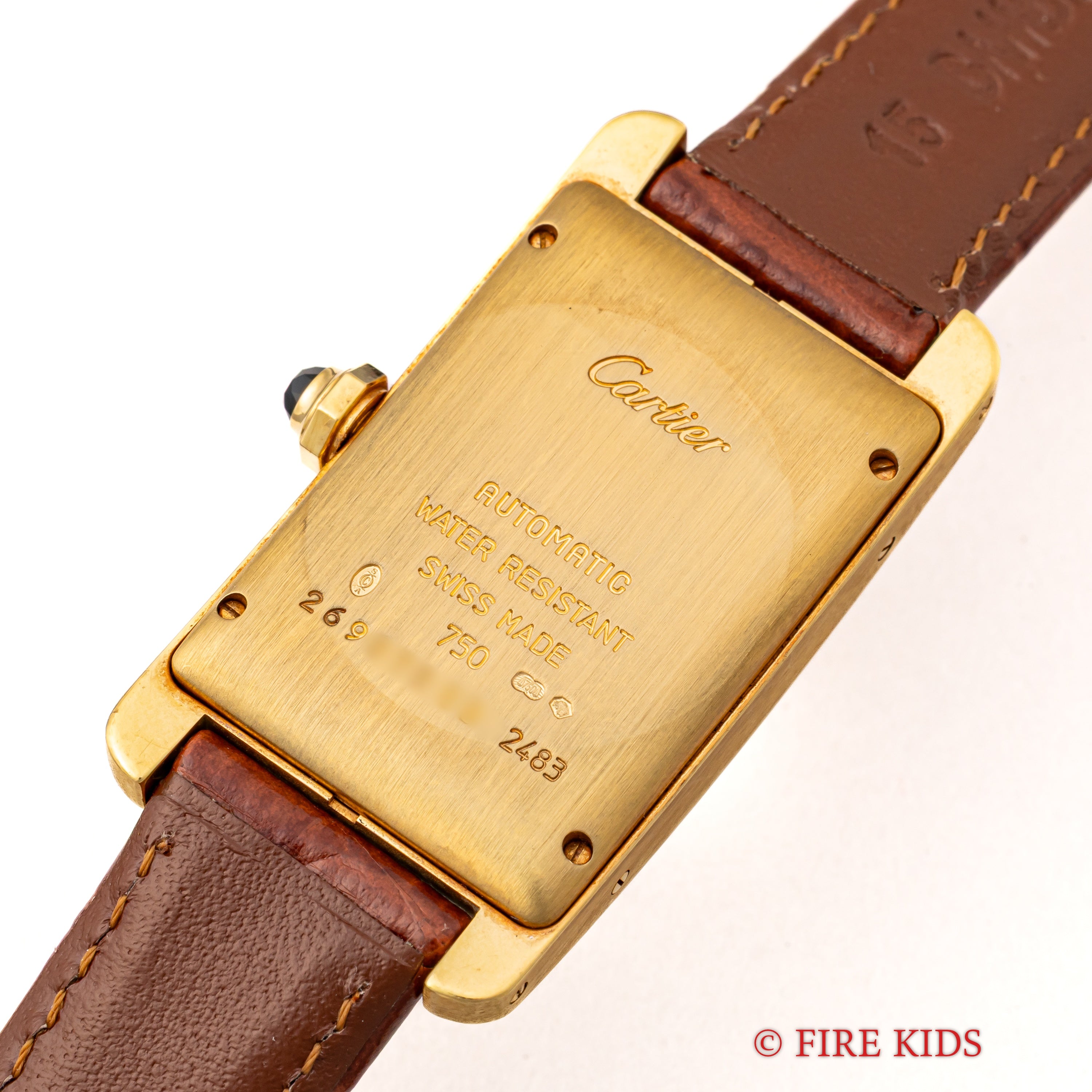 カルティエ 18金無垢タンク アメリカン MMサイズ 2002年発行ギャラ 自動巻 純正金無垢尾錠付 箱付き