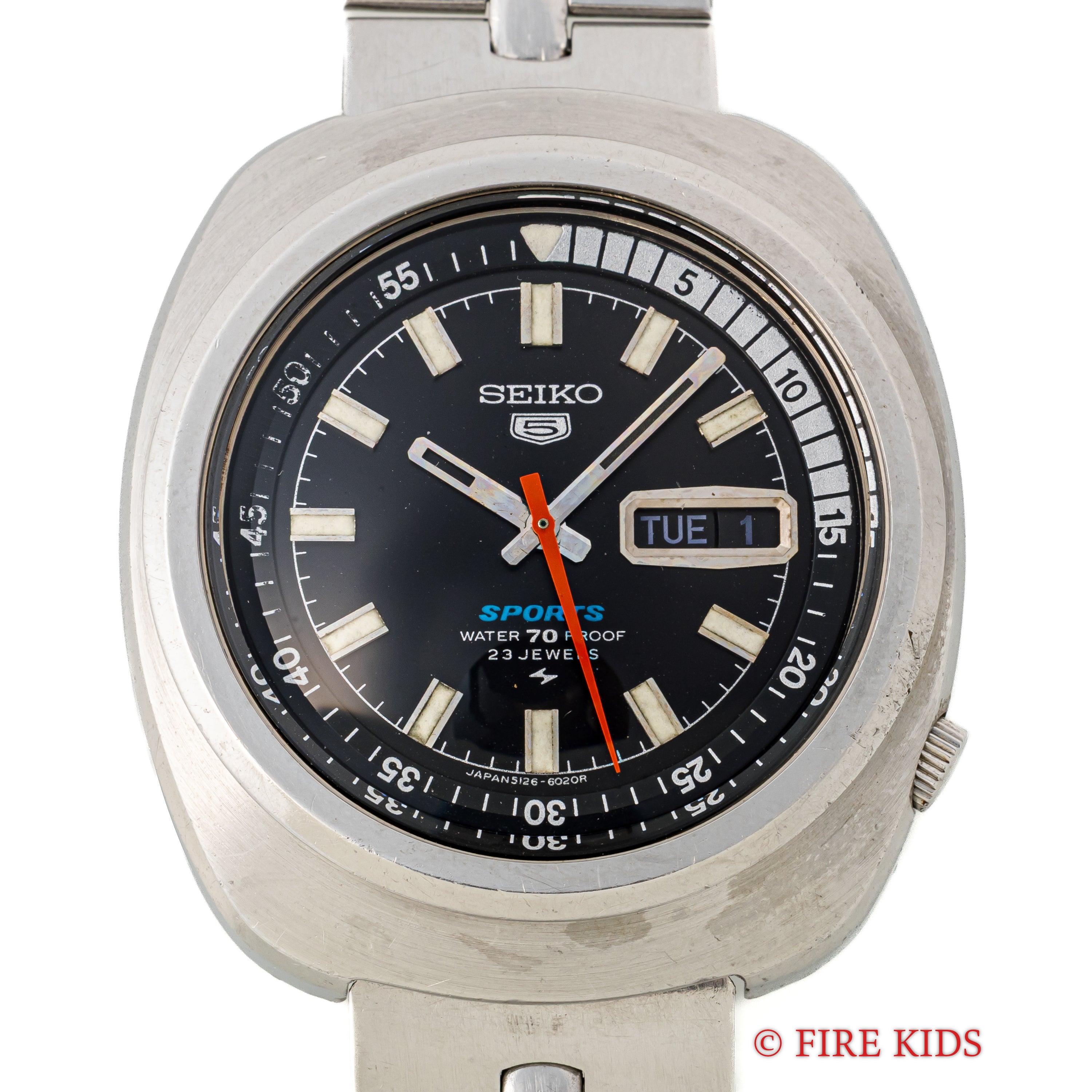 セイコー 5スポーツ 1969年製 インナー回転ベゼル デイデイト自動巻 純正ブレス