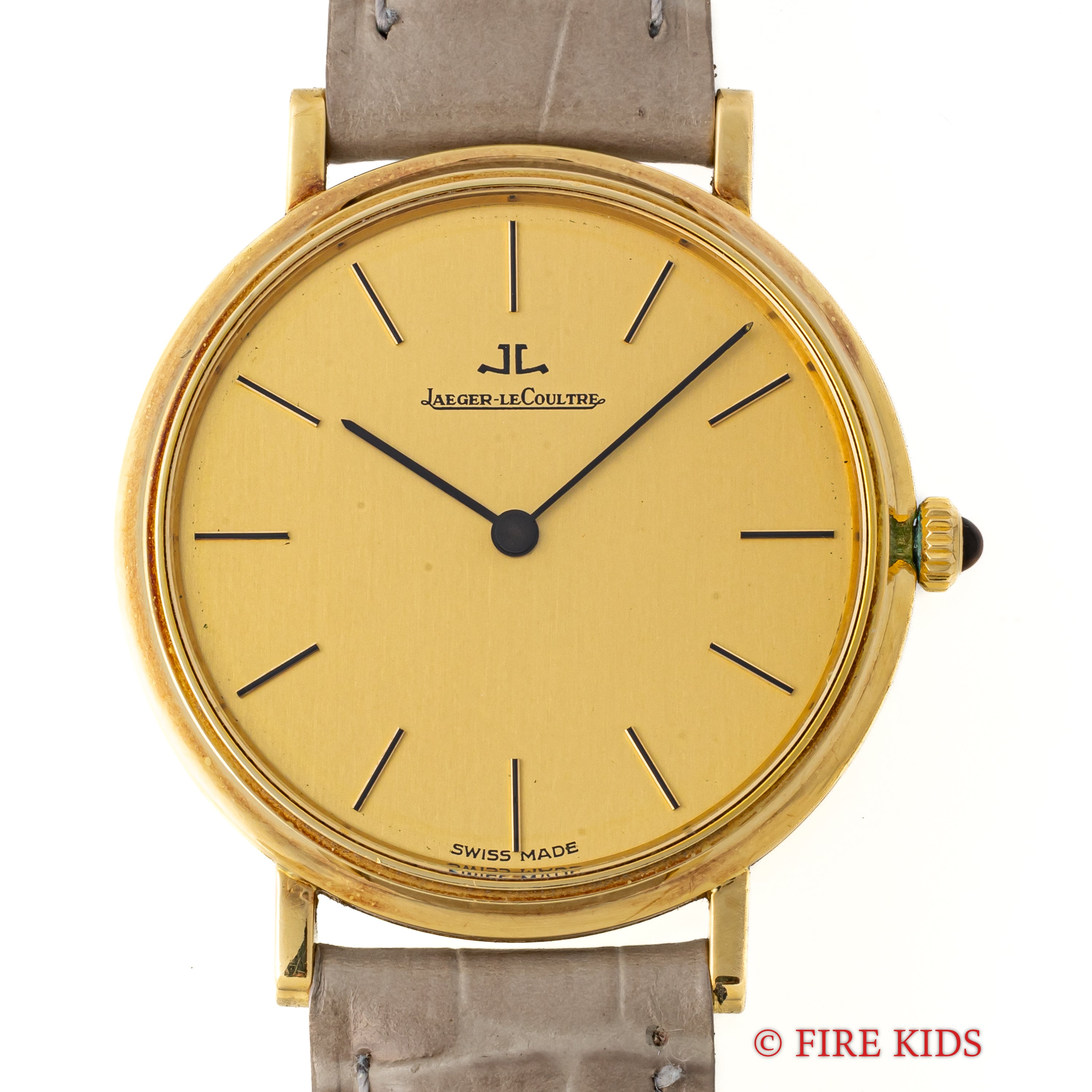 ジャガールクルト ラウンド 18金無垢イエローゴールド 1980年代 Cal.895 純正18金無垢尾錠