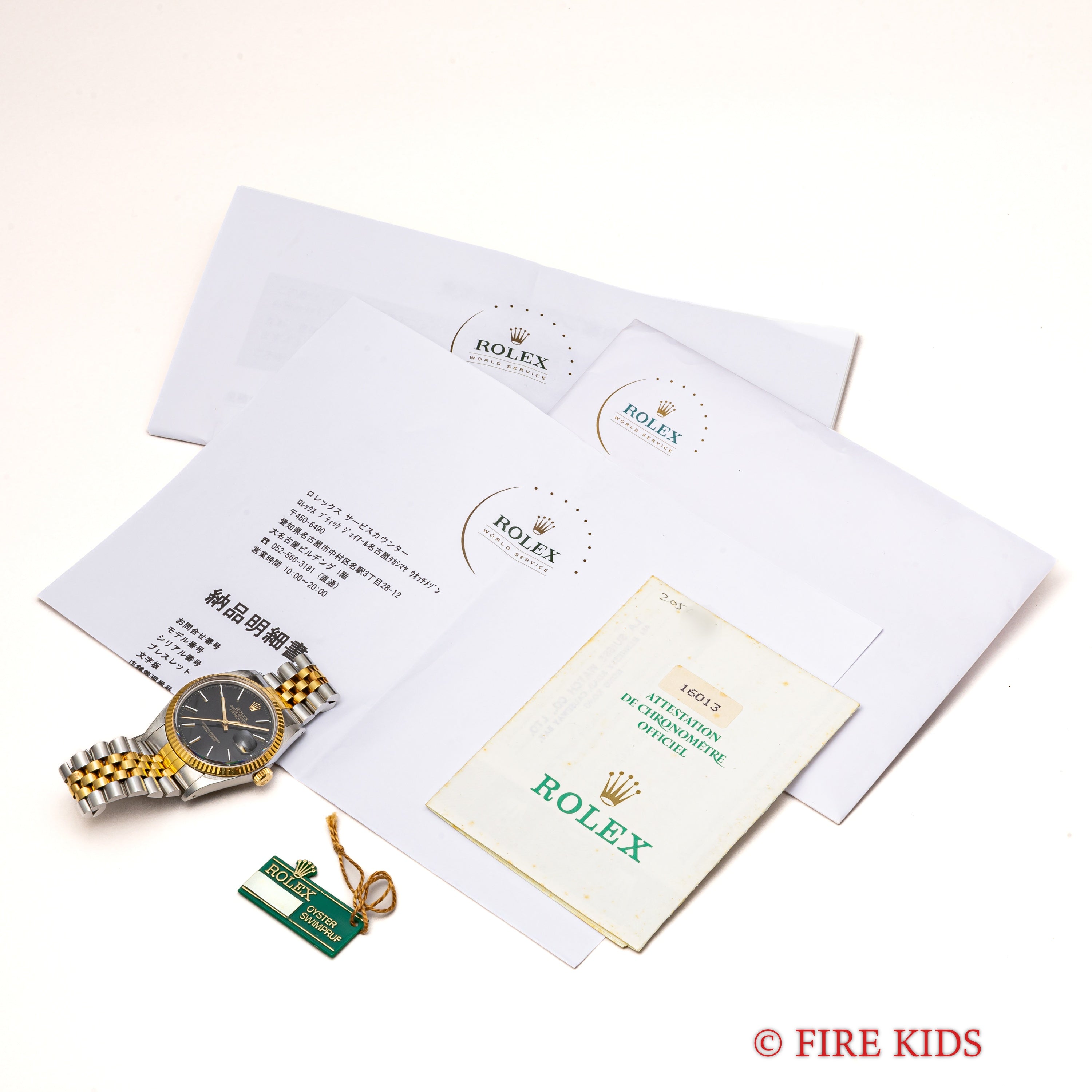 ロレックス 1987年製 デイトジャスト コンビ Ref.16013 自動巻 トリチウム夜光 ギャラ、タグ、修理明細付き