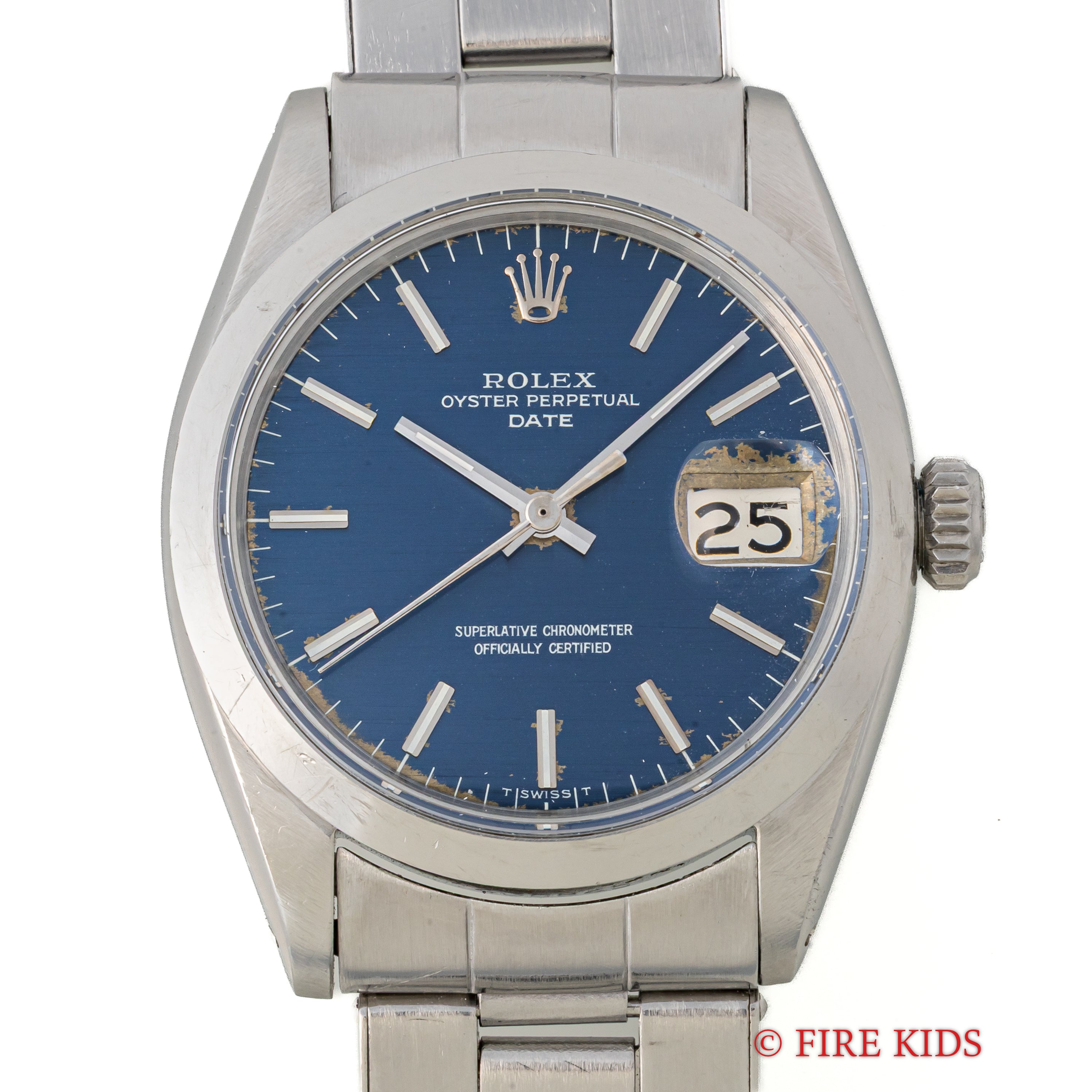 ロレックス 1966年製 オイスターパーペチュアルデイト 自動巻き Ref.1500 ブルーダイヤル 純正リベットブレス