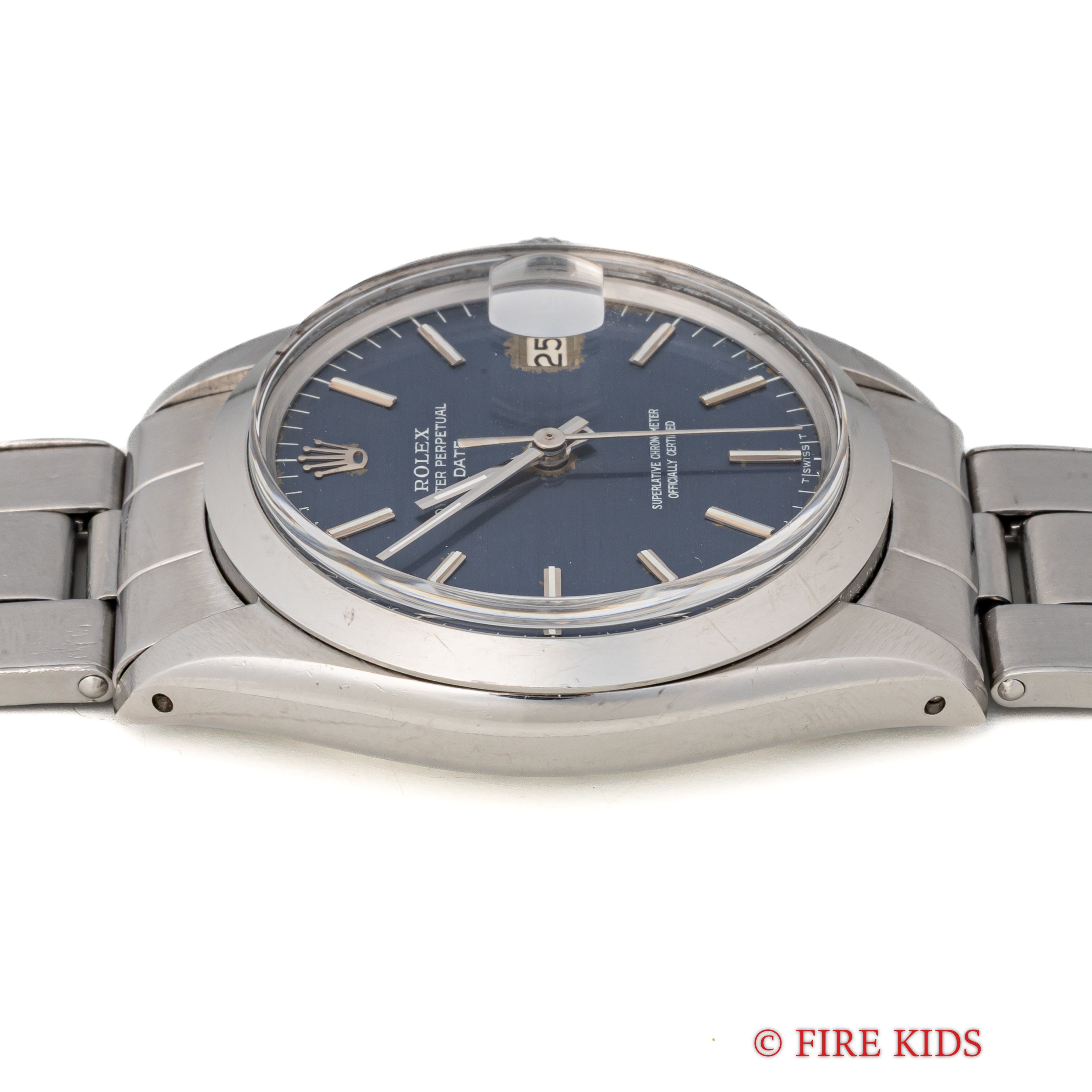 ロレックス 1966年製 オイスターパーペチュアルデイト 自動巻き Ref.1500 ブルーダイヤル 純正リベットブレス