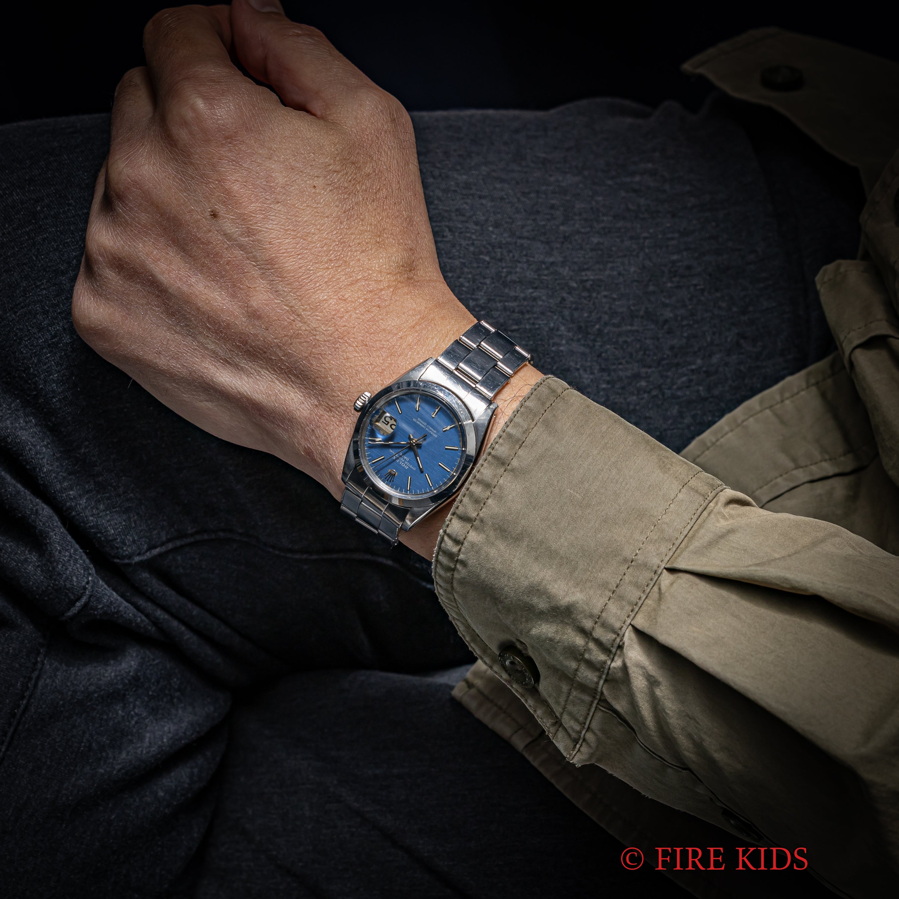 ロレックス 1966年製 オイスターパーペチュアルデイト 自動巻き Ref.1500 ブルーダイヤル 純正リベットブレス