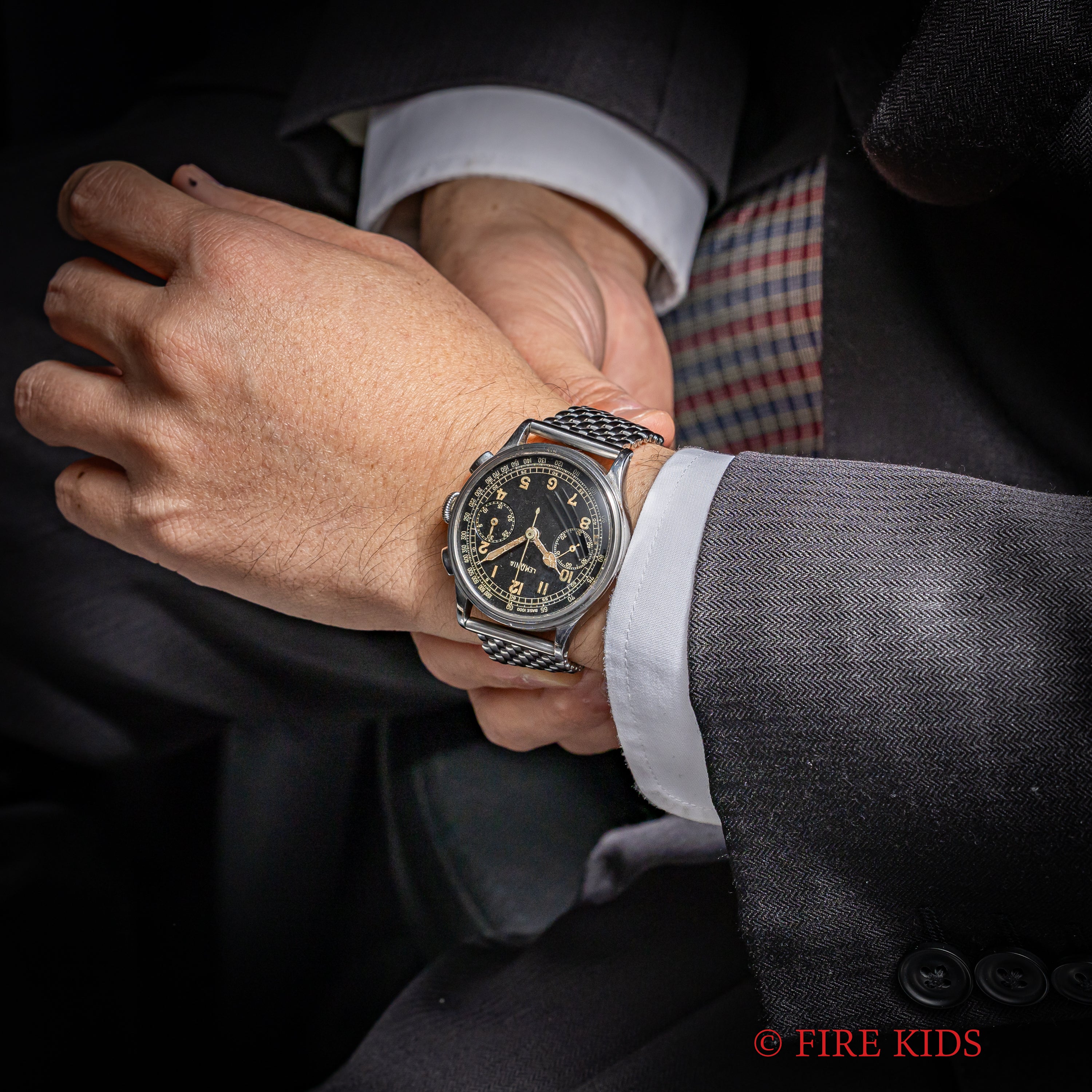 レマニア 37㎜ビッグケース 2レジスター クロノグラフ 1940年代製 手巻き Cal.15TL ステップベゼル