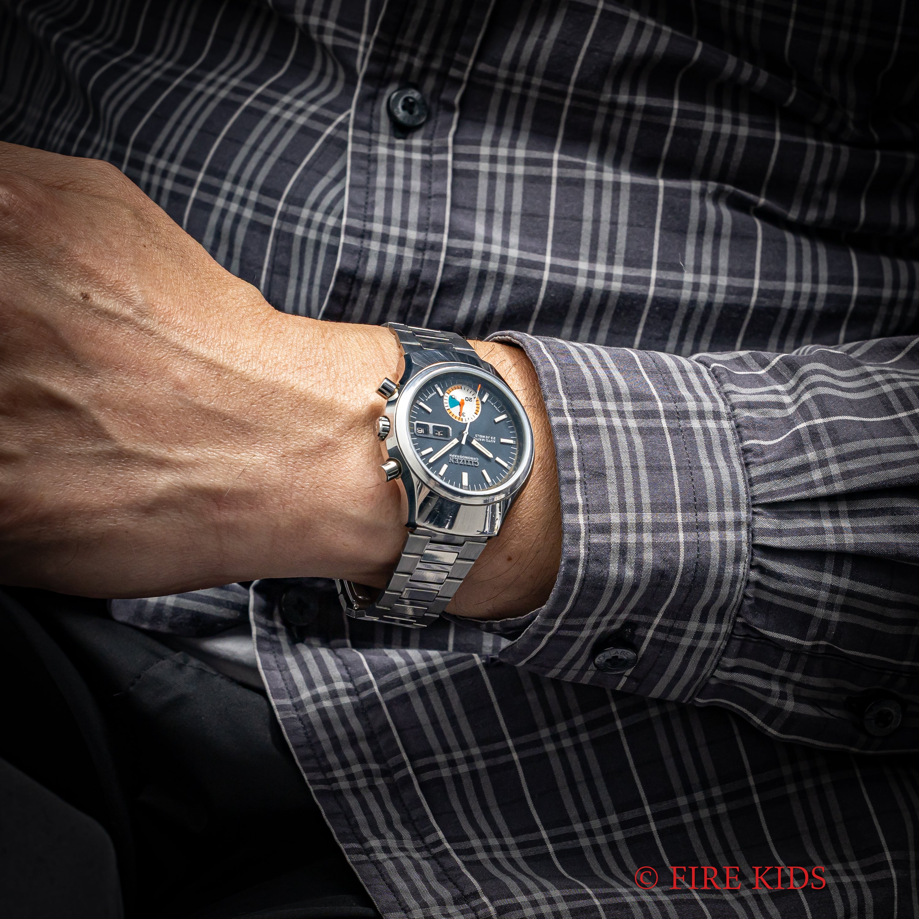 シチズン チャレンジタイマー 1972年製 ブラックダイヤル 自動巻きフライバッククロノグラフ 純正ブレス