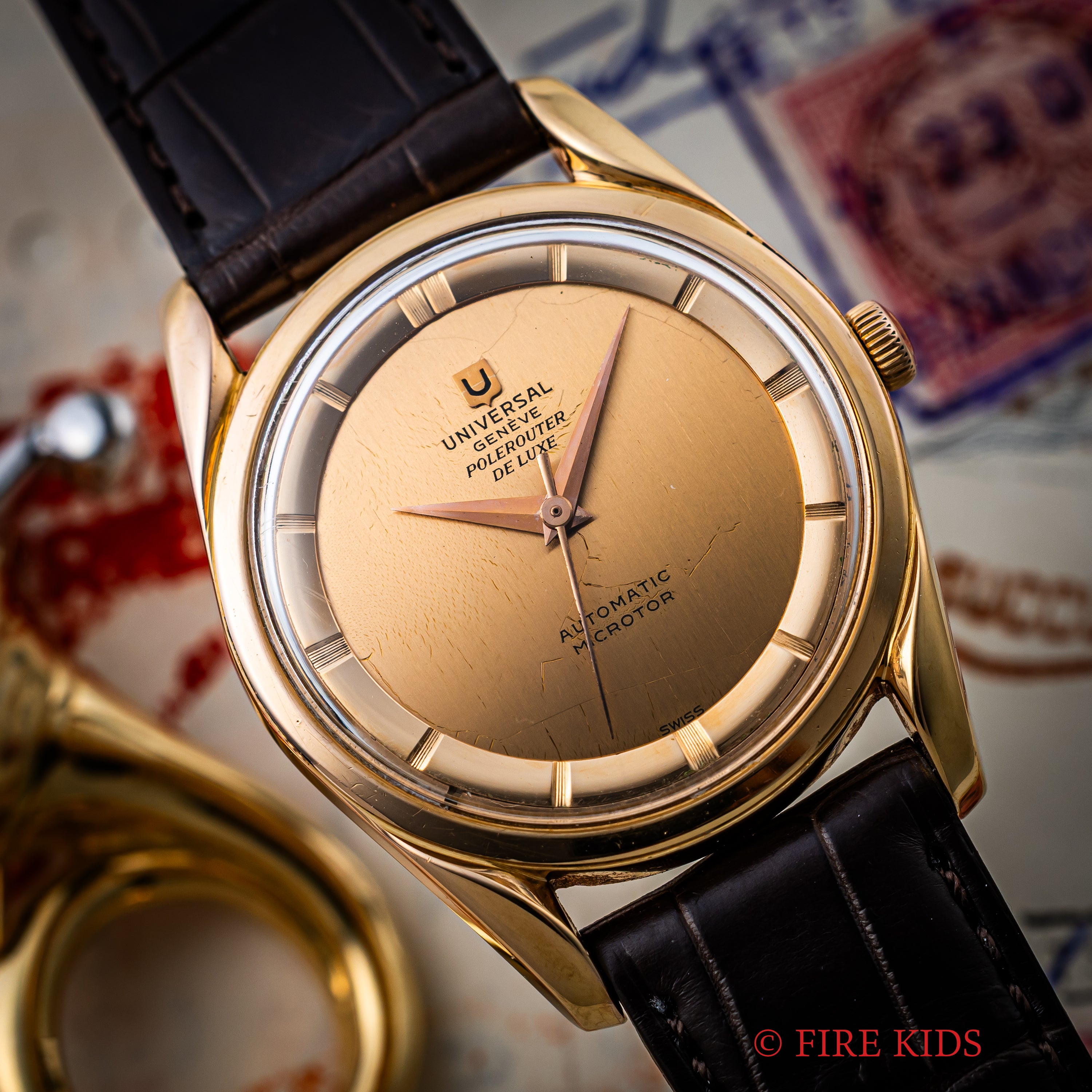 ユニバーサル・ジュネーブ 18金無垢PG ポールルーター デラックス 1957年製 自動巻 Cal.215 ジェラルド・ジェンタデザイン