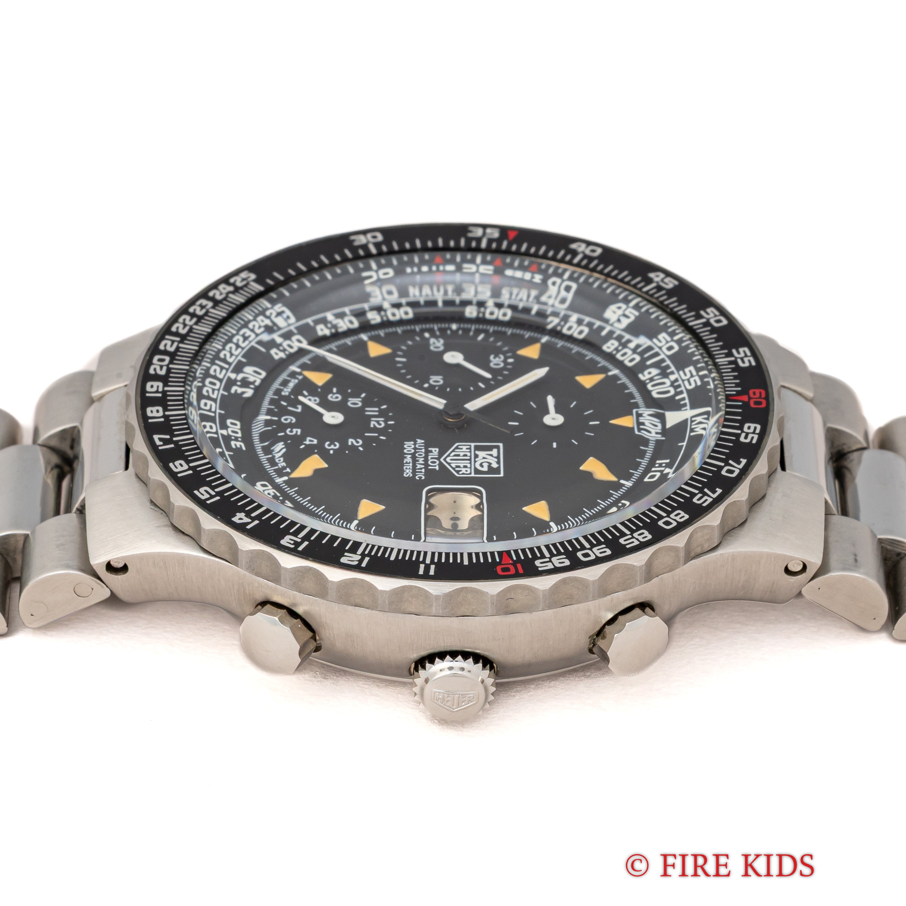 タグ・ホイヤー パイロットクロノグラフ 1980年代製 自動巻クロノグラフ 純正ブレス 箱付